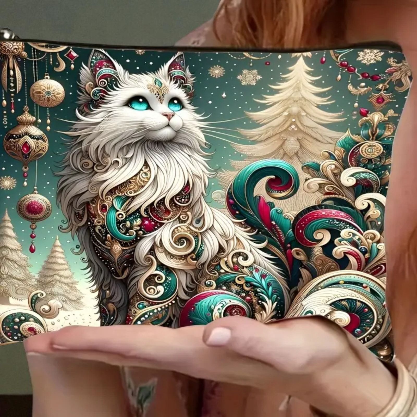 Other Mystical Cat Cosmetic Bag Celestial Green Makeup Organizer Size ONE SIZE - 10 Thumbnail