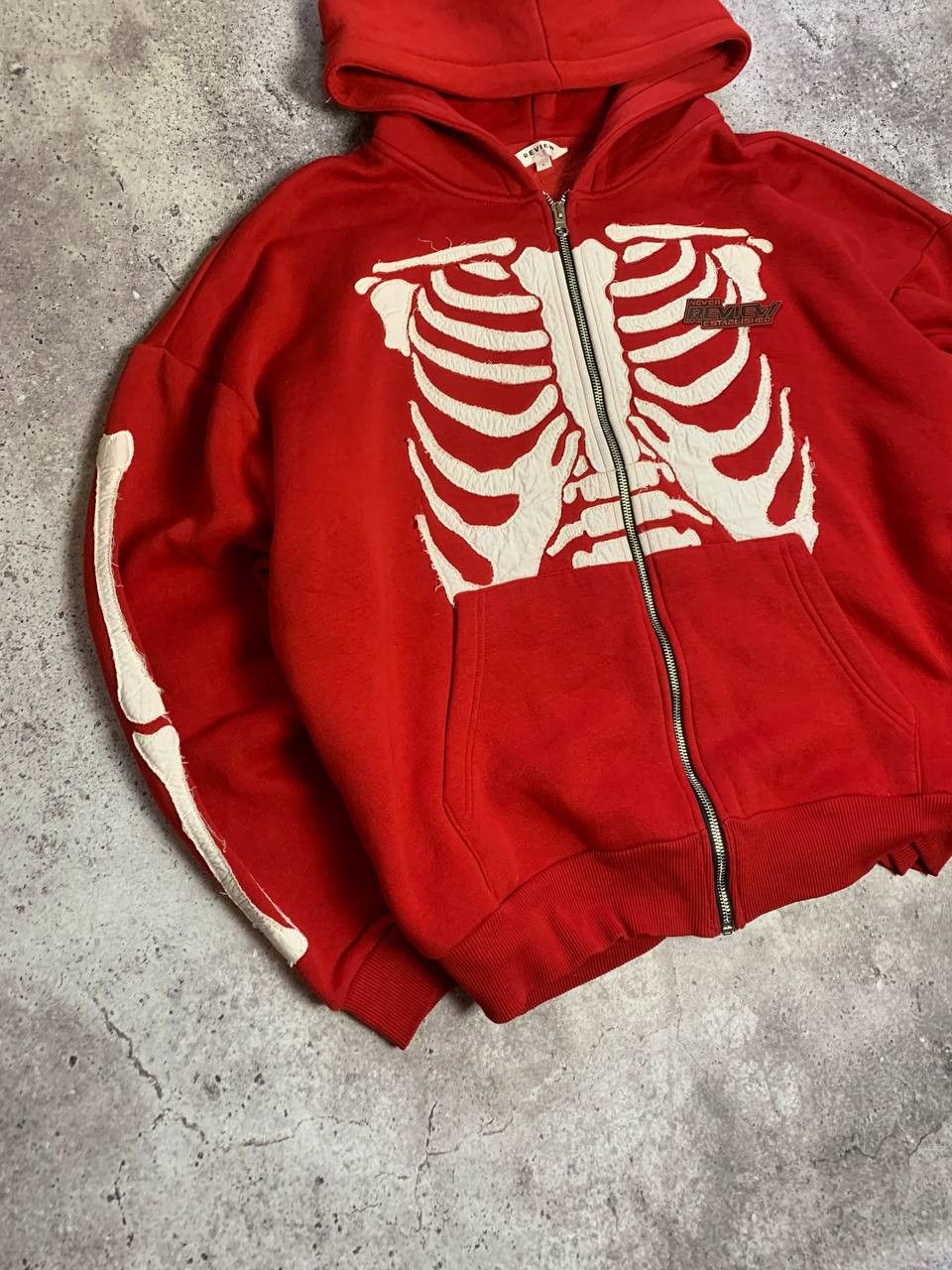 Japanese Brand Zip Up Hoodie Skeleton Vintage Overprint Red Full Zip Size US L / EU 52-54 / 3 - 2 Thumbnail