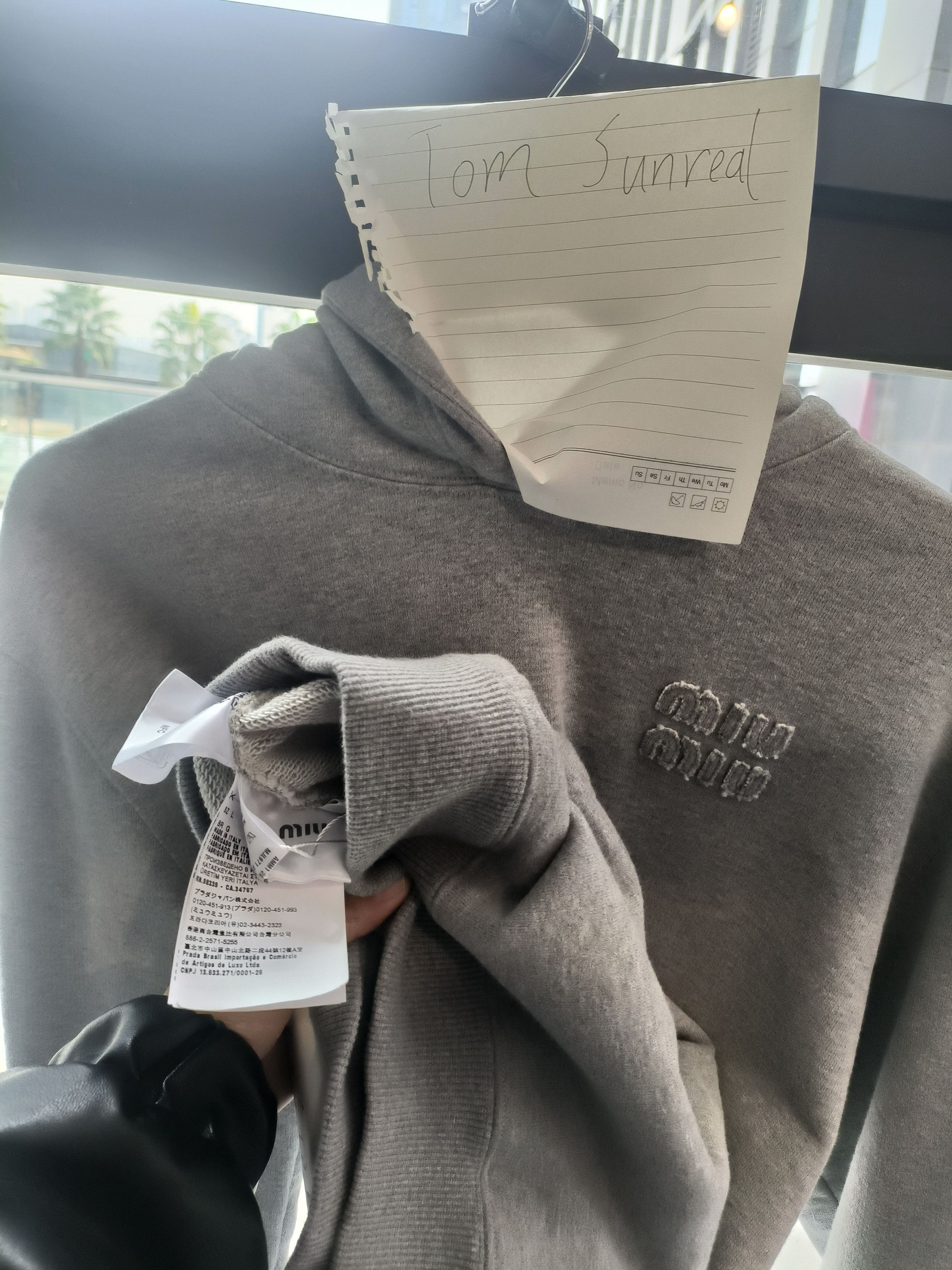 Miu Miu Miu Miu Gray Logo Embroidery Hoodie Made In Italy 100% Cotto Size L / US 10 / IT 46 - 9 Thumbnail