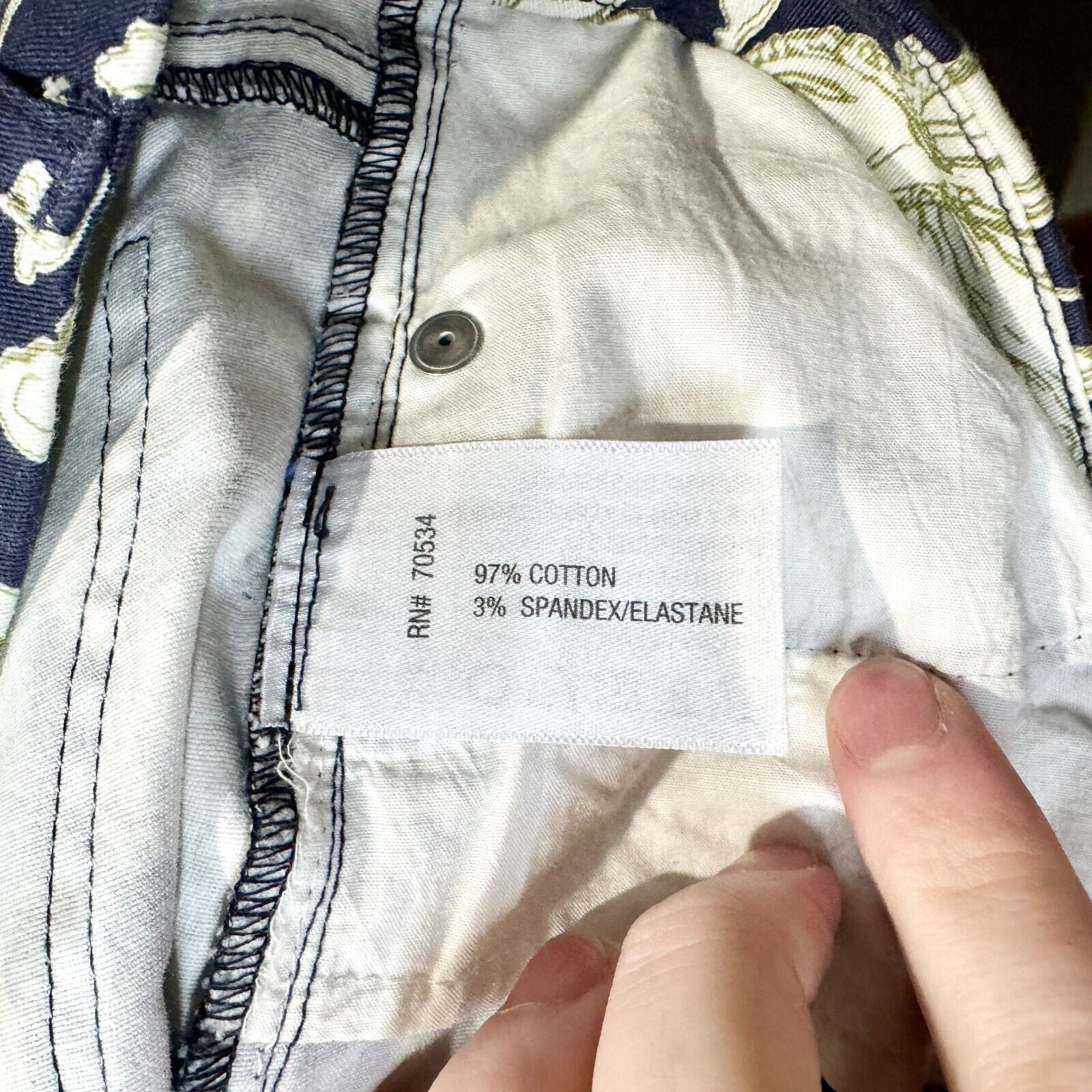 Orvis Orvis Pants Women Size 14 Low Rise Skinny Floral Navy Blue Size 36" / US 14 / IT 50 - 8 Thumbnail