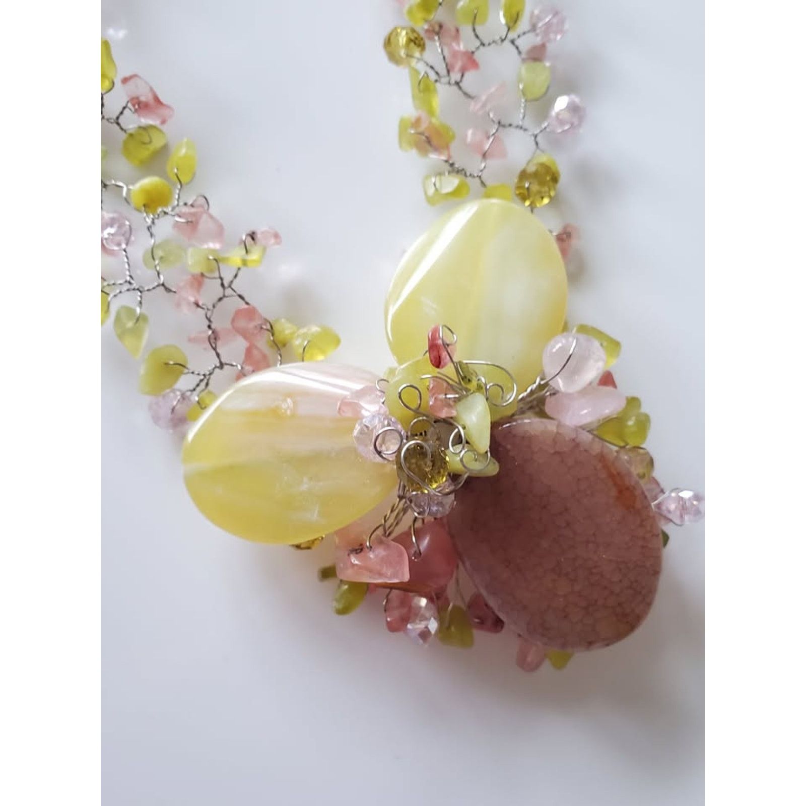 Other Pink and Yellow Agate Wire Necklace Size ONE SIZE - 3 Thumbnail