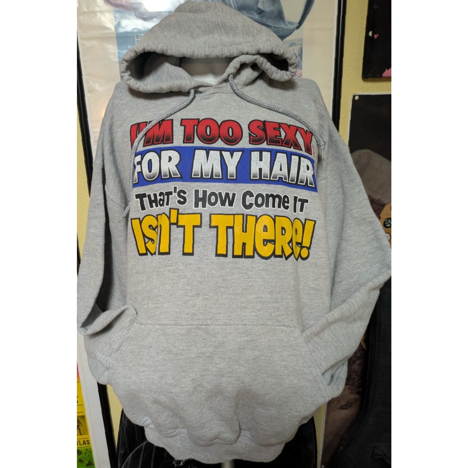 Gildan VTG 90s I'm Too Sexy For My Hair It Isn't There Hoodie Sweatshirt XL Hoodie Men Gray Pullover Cotton Blend Gildan XS? Size US XL / EU 56 / 4 - 2 Thumbnail