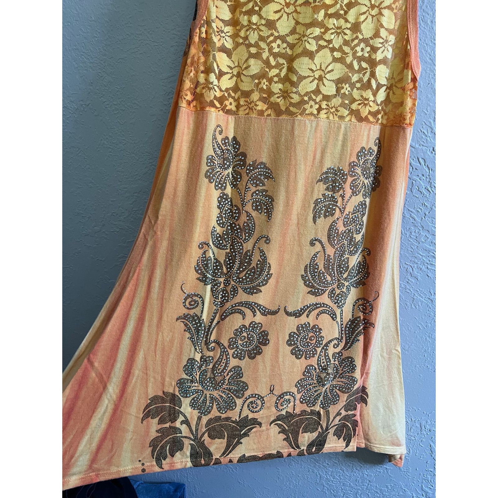 Vintage Vocal Y2K Floral Lace Tank Top Rhinestone Asym Hem Sz S Size S / US 4 / IT 40 - 10 Thumbnail