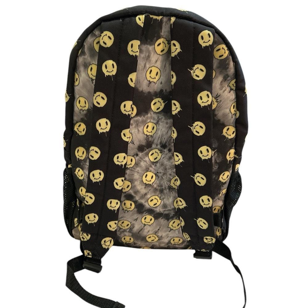 Designer Stylish Black and Yellow Melted Smiley Face Tie-Dye Backpack Size ONE SIZE - 3 Thumbnail