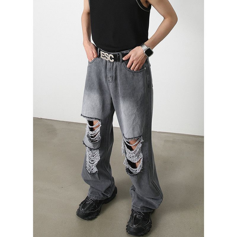 Vintage Men's Vintage Grey Distressed Jeans Size US 32 / EU 48 - 2 Thumbnail