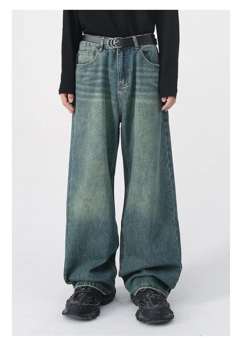 Vintage Y2K Green Streetwear Baggy Jeans | Grailed