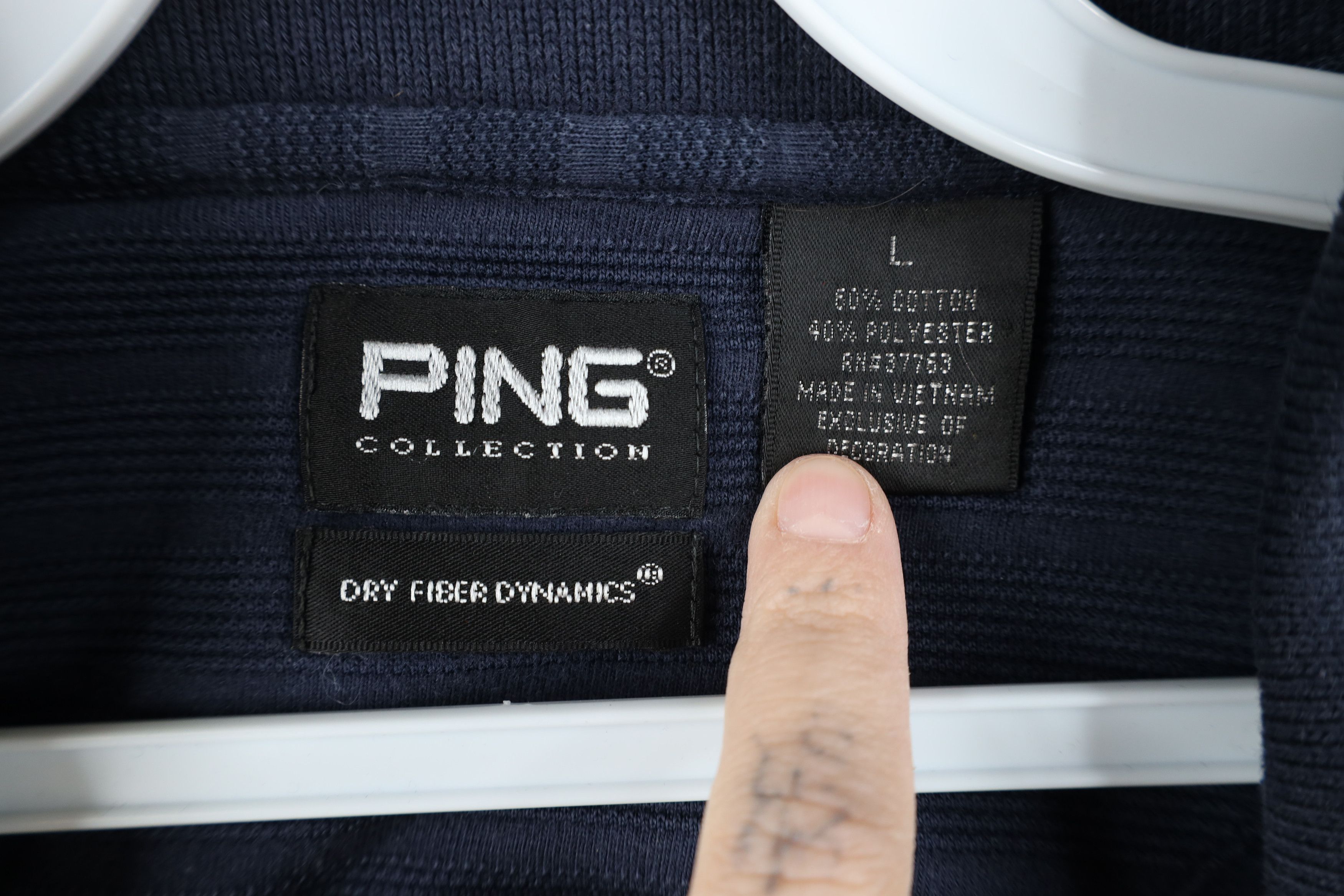 PING Vintage 90s Y2K Ping Golf Spell Ribbed Golfing Polo Shirt Size US L / EU 52-54 / 3 - 8 Thumbnail