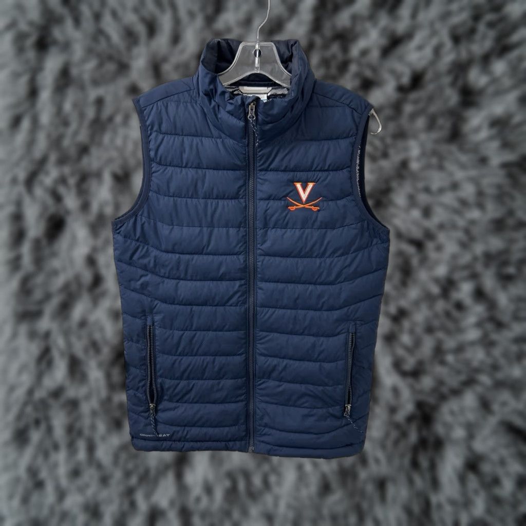 Vintage Columbia Puffer Vest Mens S Navy Blue UVA Cavaliers Omni-Heat Full Zip Jacket Size US S / EU 44-46 / 1 - 1 Thumbnail