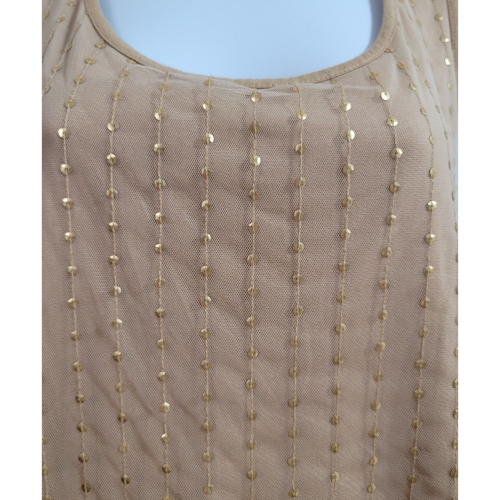 Chicos Chico's Tan Gold Sequins Front Panel Tank Top 1 Medium Size M / US 6-8 / IT 42-44 - 6 Thumbnail
