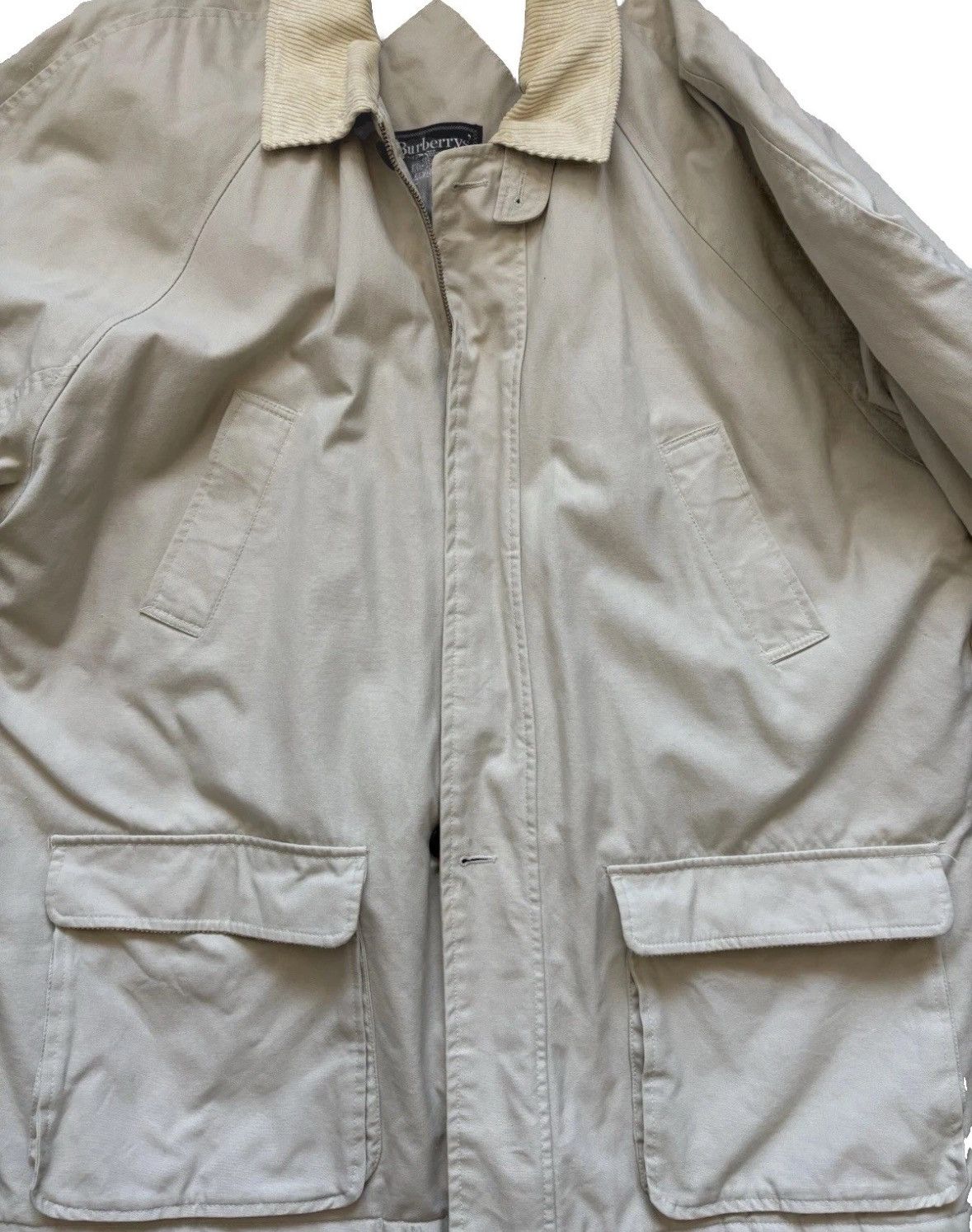 Burberry × Vintage Vintage Burberry Men’s Tan Coat With Corduroy Collar Size US XL / EU 56 / 4 - 6 Thumbnail