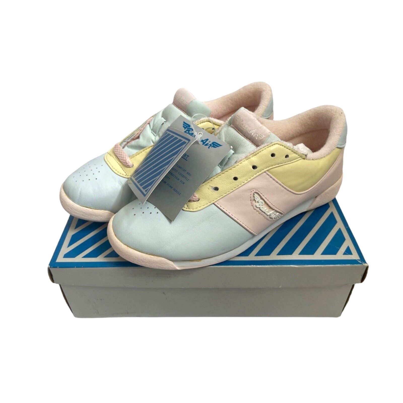 image of Vintage Bass Air Colorblock Pastel Sneakers Shoe Womens Size 7 Deadstock Nib 80's in White