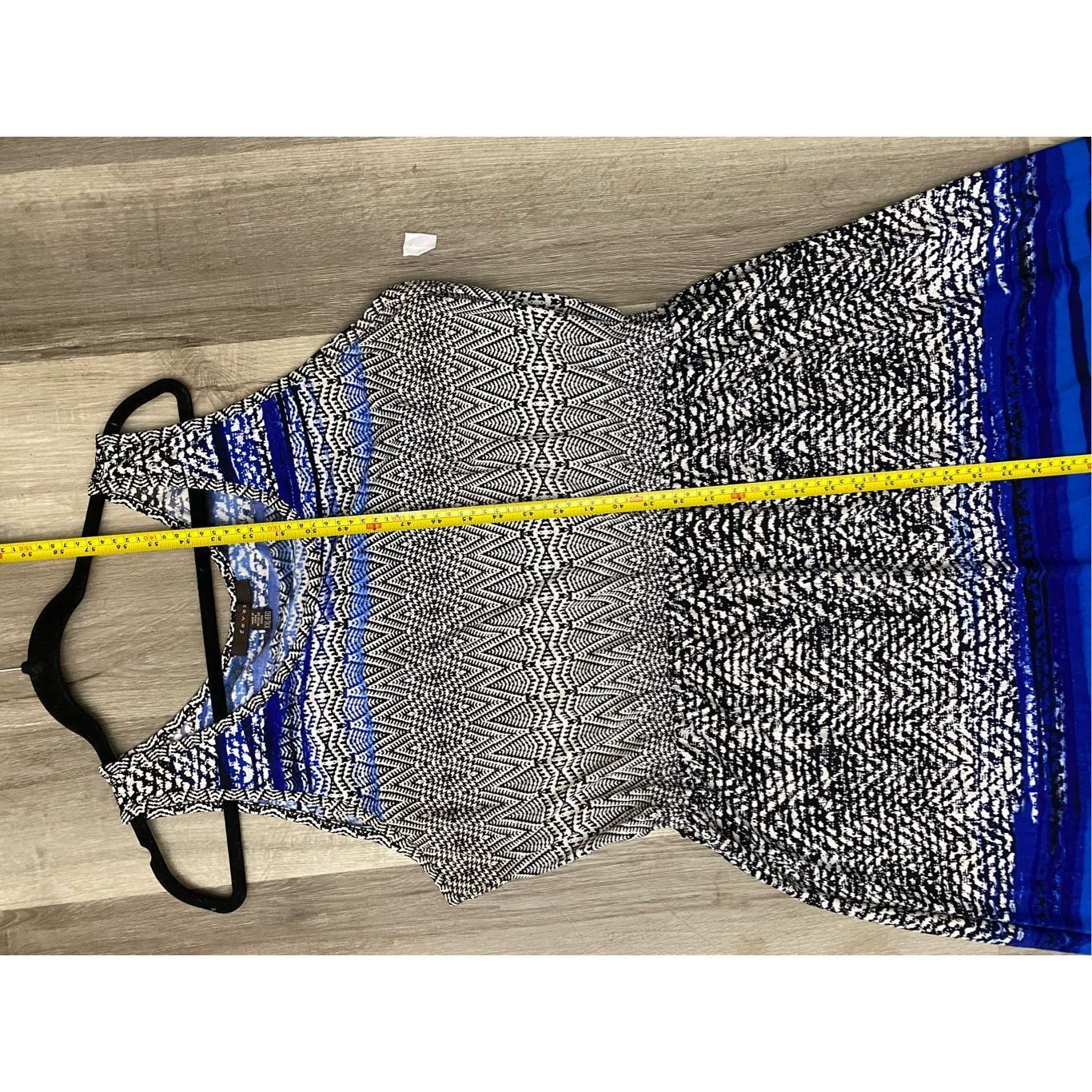 Sever Fever Maxi Dress- Black White Blue Geometric Design, SIze XX Size XXL / US 16-18 / IT 52-54 - 5 Thumbnail