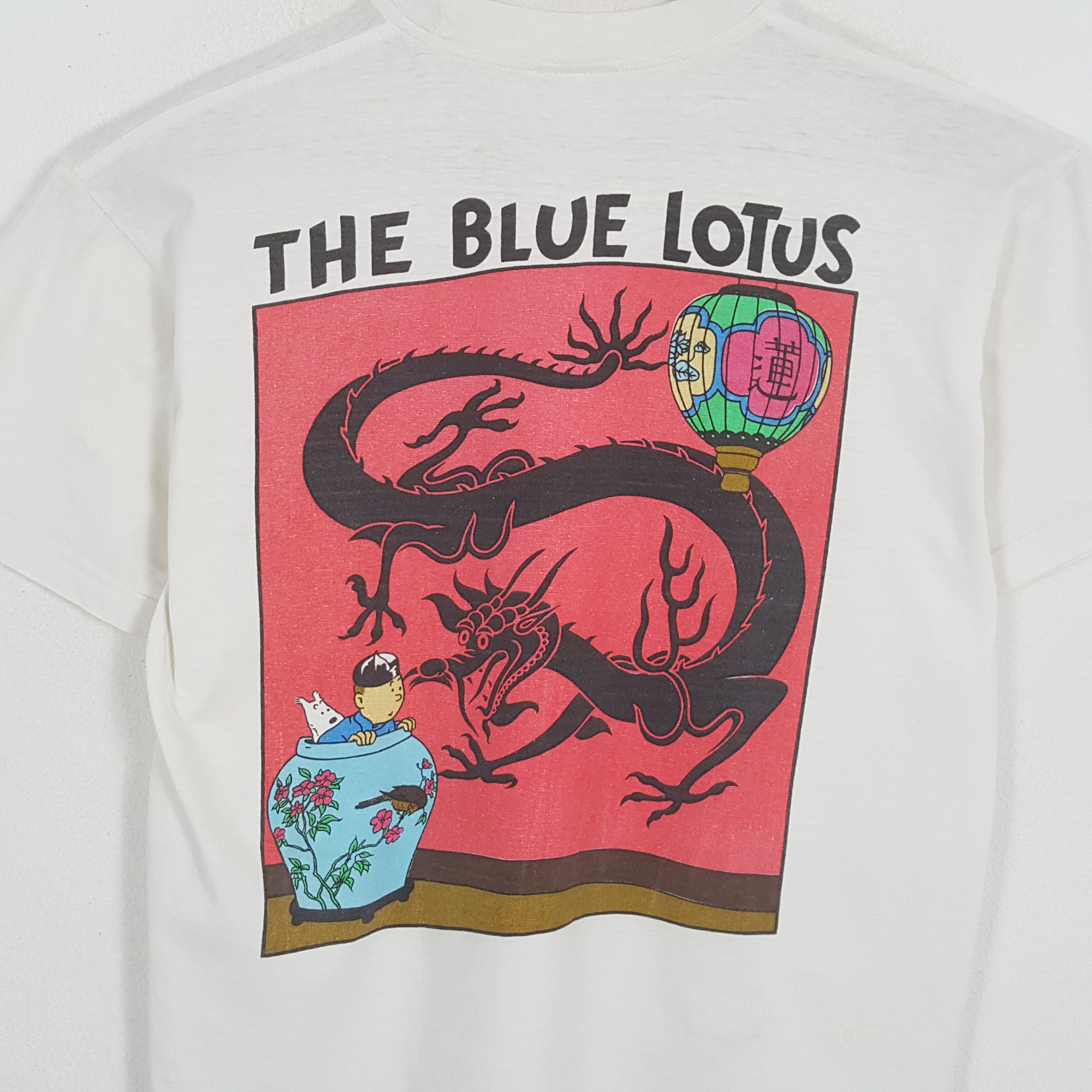 Vintage Vintage TINTIN THE BLUE LOTUS American Cartoon T-Shirt Size US L / EU 52-54 / 3 - 2 Thumbnail