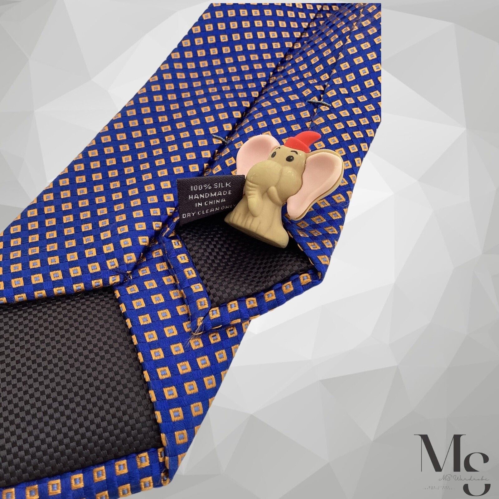 Ike Behar IKE BY IKE BEHAR Blue Geometric Silk Hand Made Tie W: 3.25" Size ONE SIZE - 4 Thumbnail