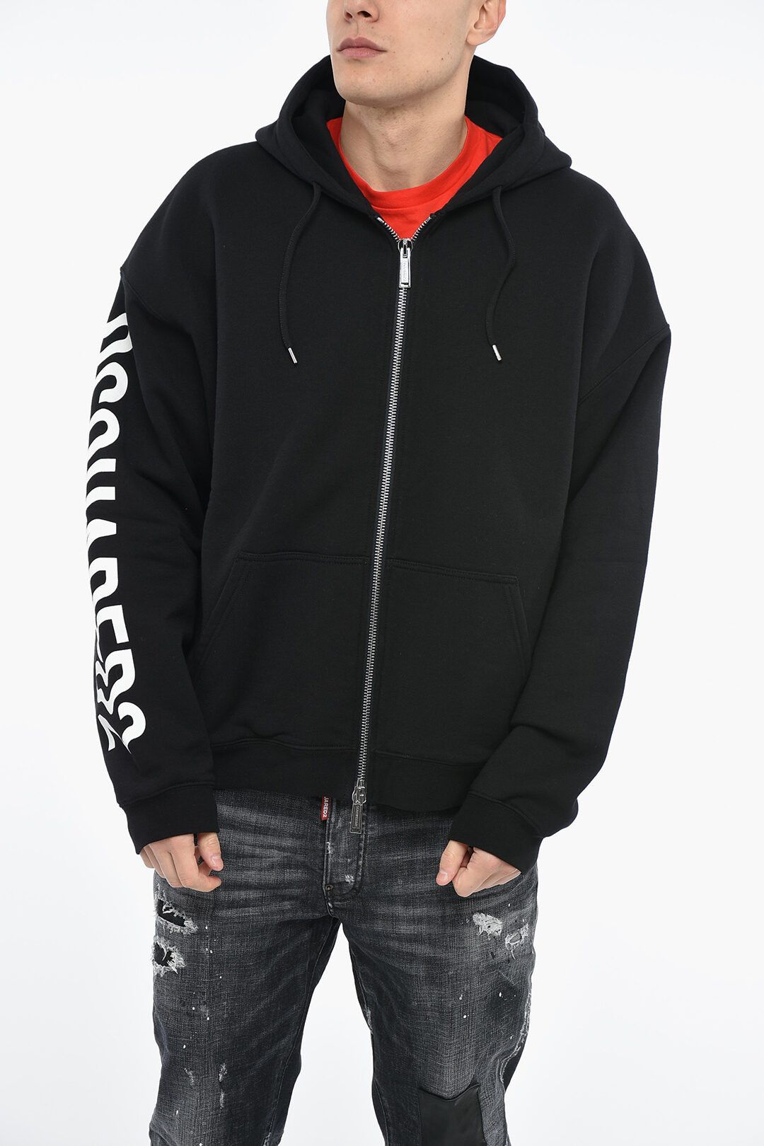 image of Dsquared2 Og1Mm0424 Zipped Sweatshirt In Black, Men's (Size Medium)