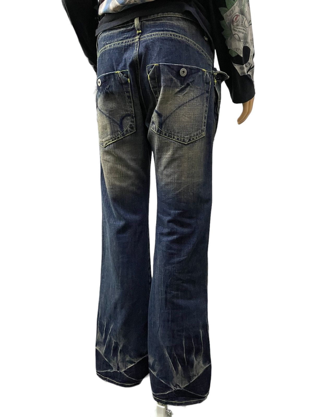 Hysteric Glamour × Japanese Brand × Shellac Back Number Japan Muddy Wash Flared Large Pocket Bush Jeans Size US 31 - 6 Thumbnail