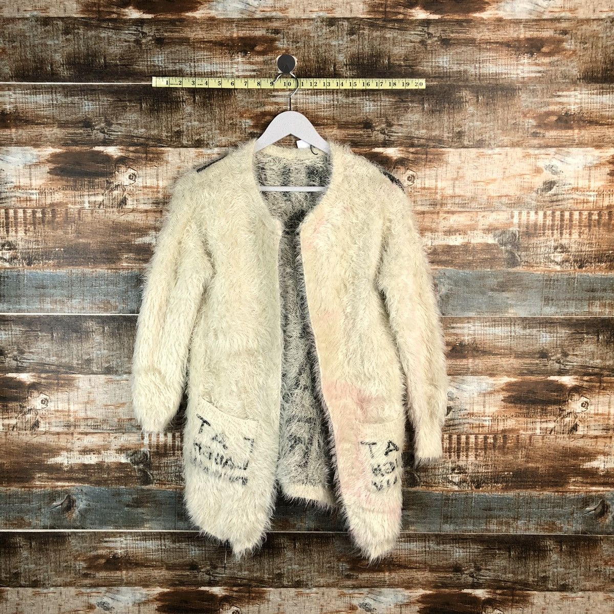 Vintage Japan faded mohair fur shaggy White Cardigan Knitwear #A1911 Size L / US 10 / IT 46 - 2 Thumbnail