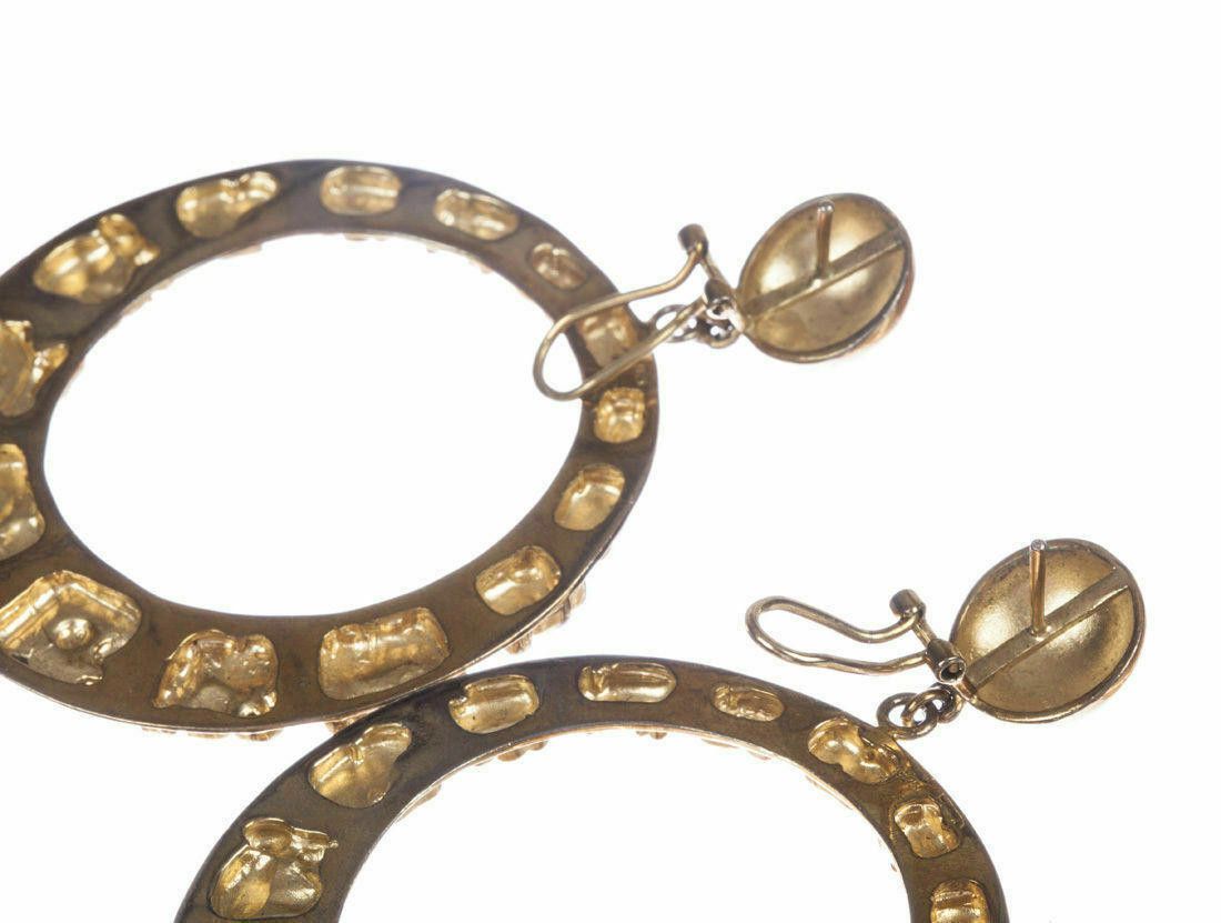Designer Mexican 18 Kt Gold Vermeil Sterling Hoop Dangle Earrings Size ONE SIZE - 4 Thumbnail