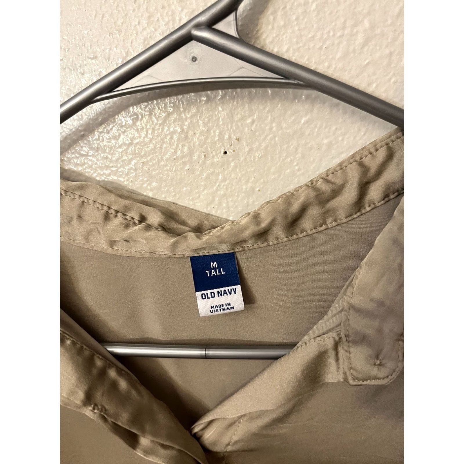 Old Navy Old Navy Button-Up Shirt Womens Medium Tall Brown Collared Long Sleeve Polyester Lyocell Size M / US 6-8 / IT 42-44 - 2 Thumbnail