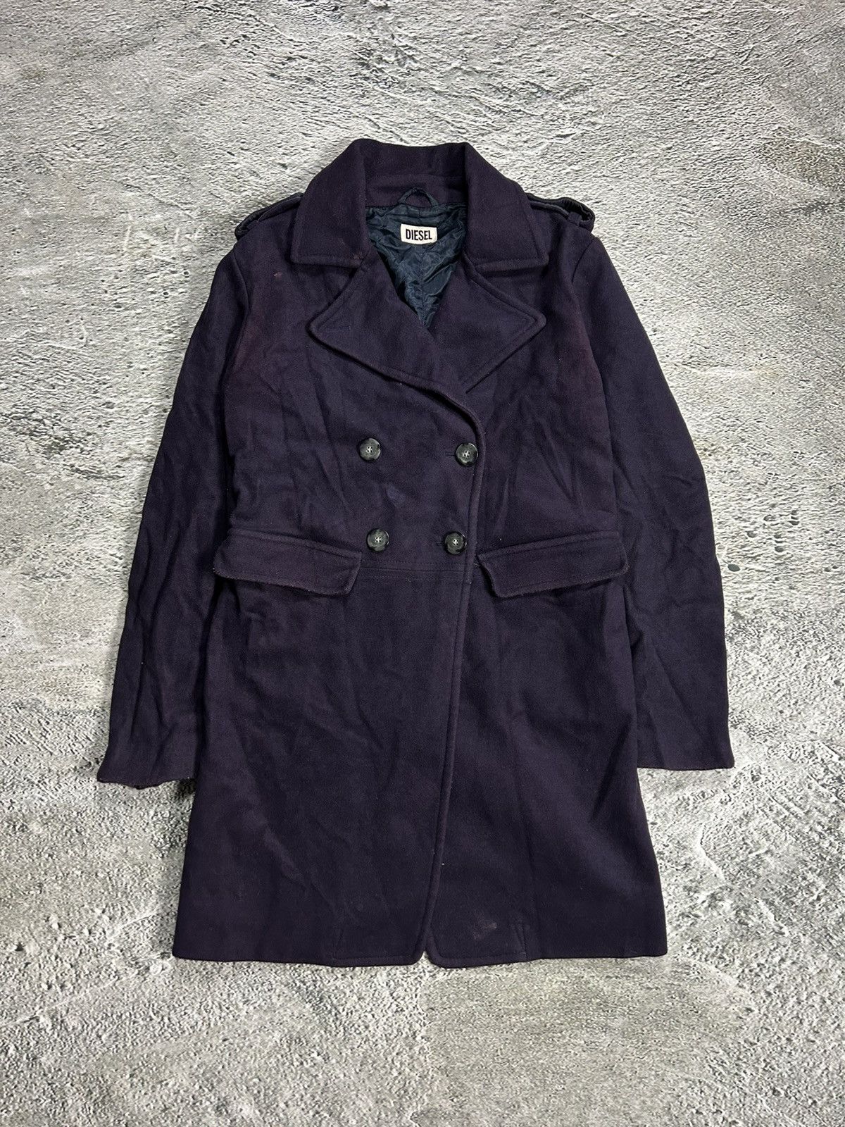 Diesel × Vintage Diesel coat purple Y2K wool cashmere blend vintage Size US S / EU 44-46 / 1 - 1 Thumbnail