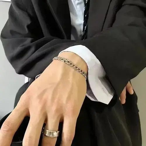 Japanese Brand Fashion Silver Titanium Steel Men's Bracelet Size ONE SIZE - 4 Thumbnail