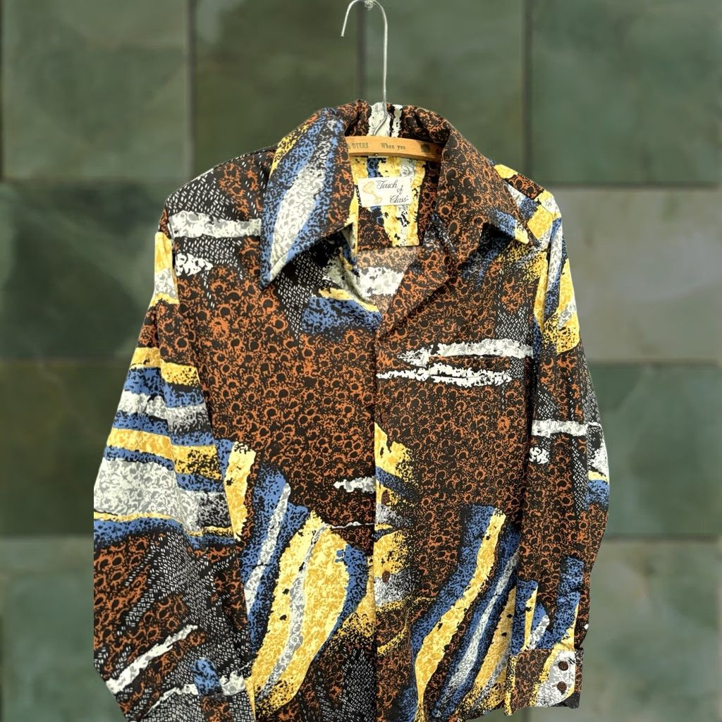 Vintage VINTAGE Touch Of Class Western Button-Up Shirt Mens M Brown Polyester 70s USA Size US M / EU 48-50 / 2 - 1 Thumbnail