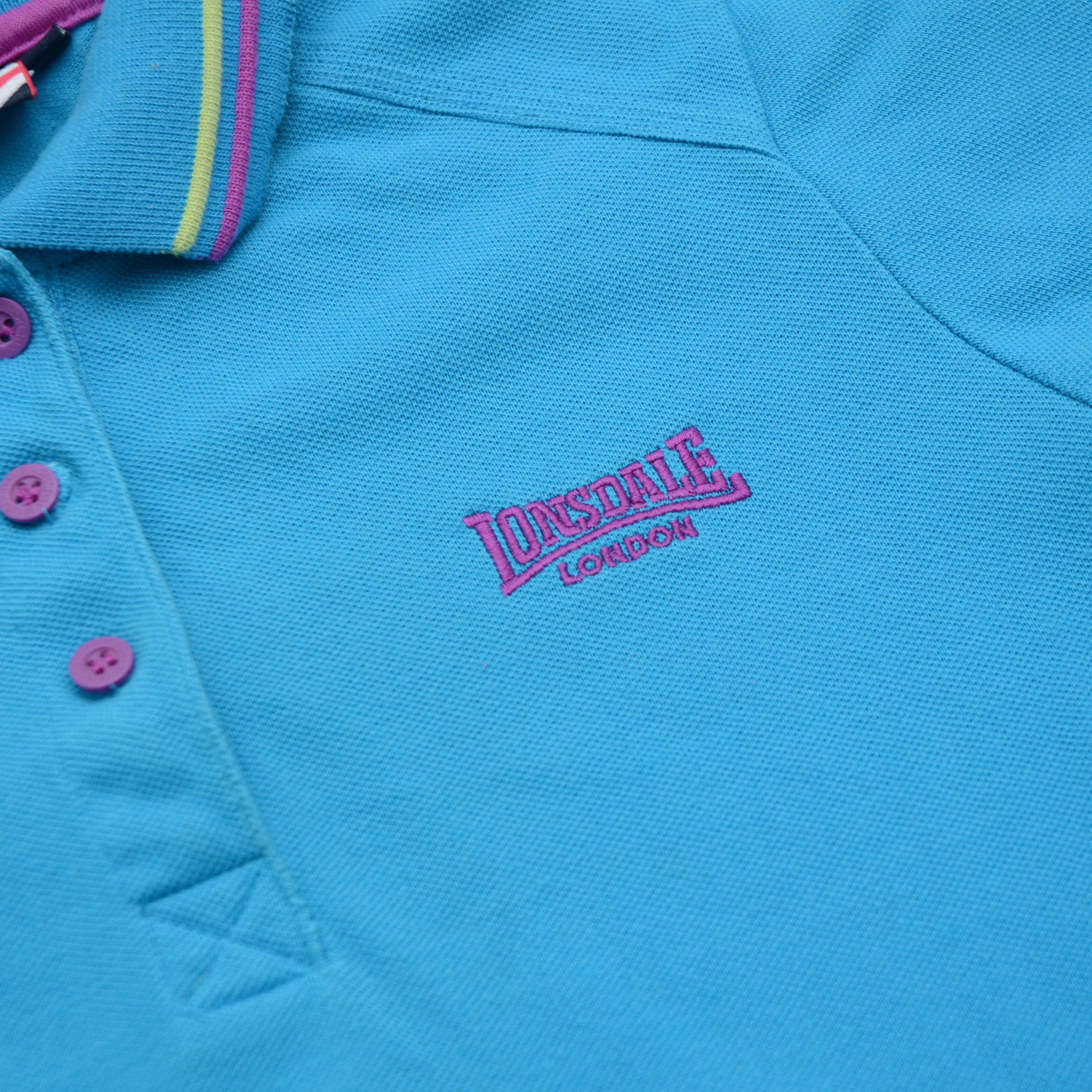 Lonsdale × Vintage Lonsdale London Women's Polo Shirt Blue Pink Trim M Casual Size M / US 6-8 / IT 42-44 - 6 Thumbnail