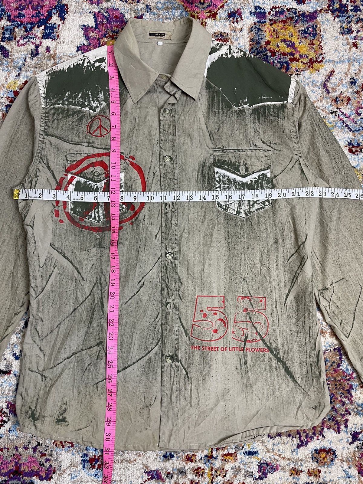 Vintage N.K.W. Italia Hippies Painted Flower 55 Safari Boho Shirts Size US XL / EU 56 / 4 - 8 Thumbnail