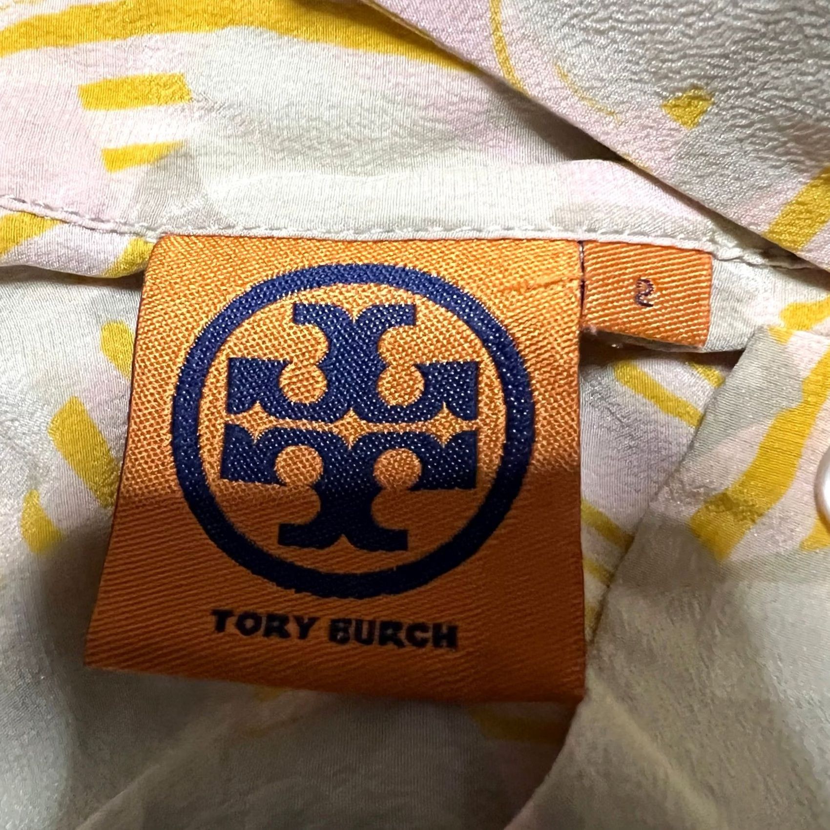 Tory Burch Tory Burch Shirt Womens S Yellow Silk Button Floral Blouse stain Size S / US 4 / IT 40 - 6 Thumbnail