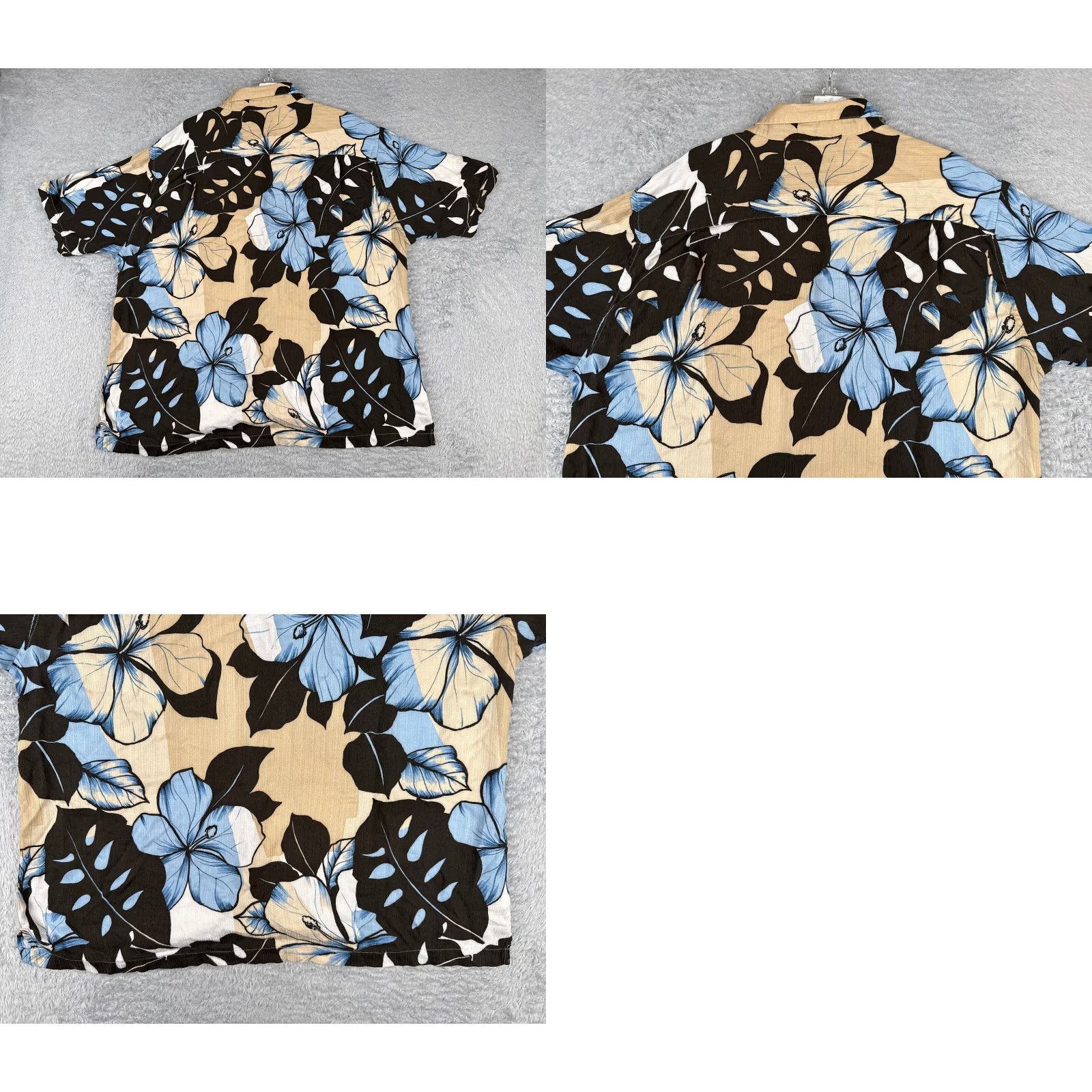 Cubavera CUBAVERA Shirt Men 2XL Floral Hawaiian Button Short Sleeve Rayon Beige Blue Casual Travel 90s? Wait. Size US XXL / EU 58 / 5 - 9 Thumbnail