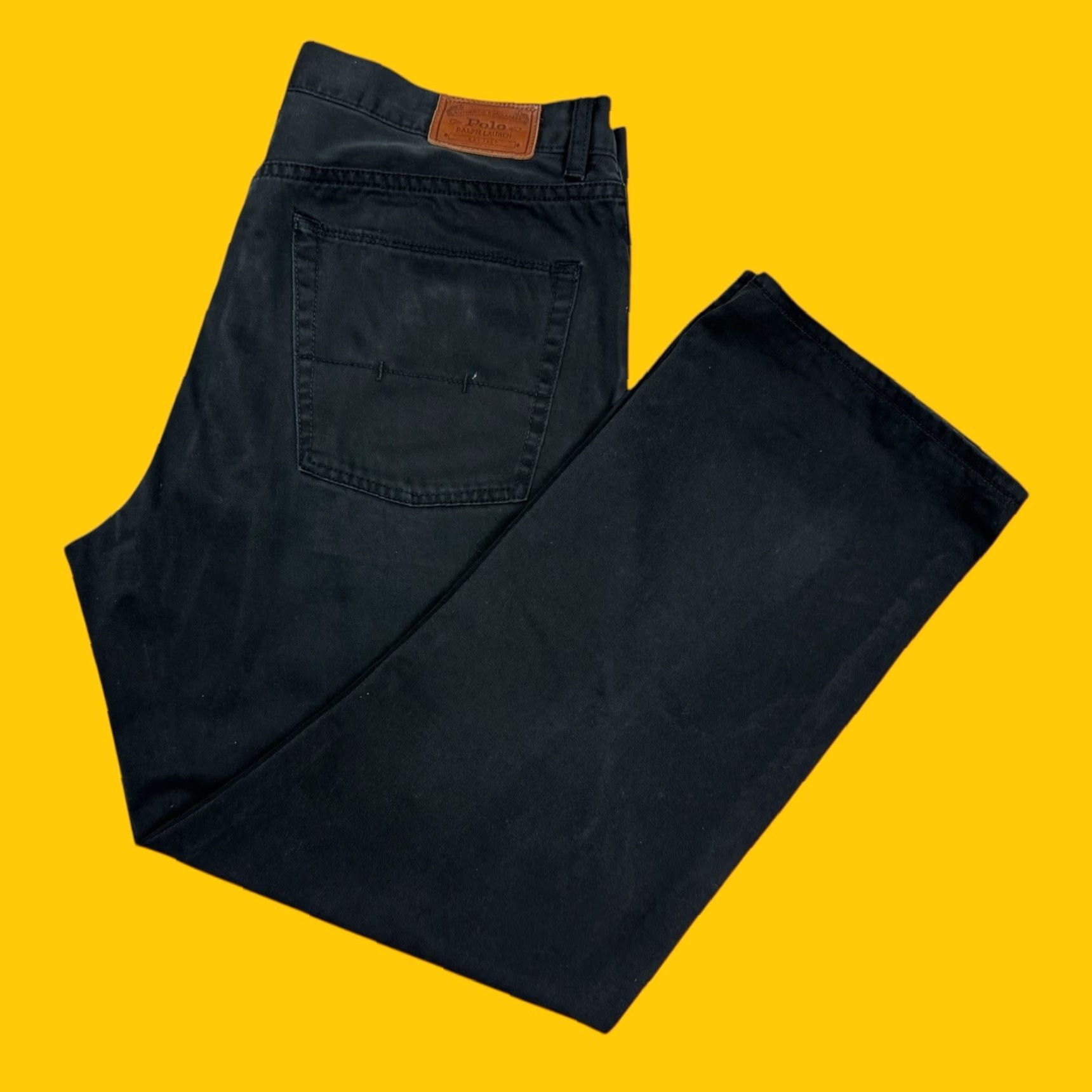 VINTAGE Polo Ralph Lauren Men's Pants 36x29 Black 5-Pocket