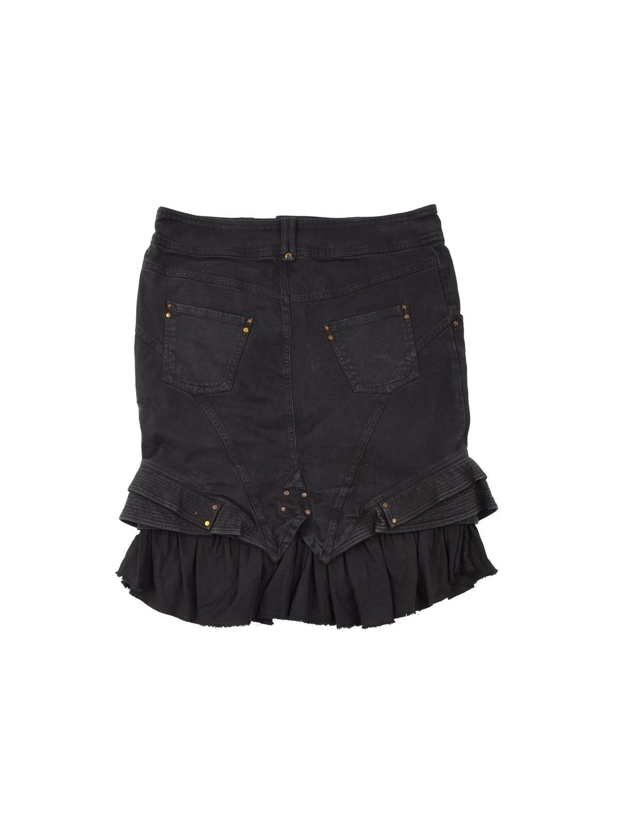Kenzo Women's Kenzo Jeans Black Denim Ruffle Frill Mini Skirt Size 32" / US 10 / IT 46 - 2 Thumbnail