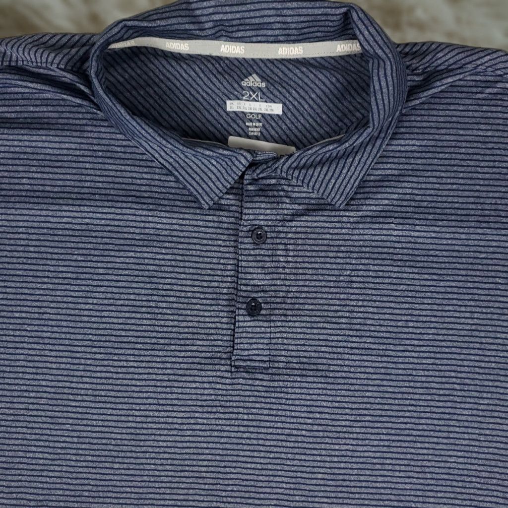 Adidas Adidas Polo Shirt Mens Size 2XL Blue Striped Golf Casual Short Sleeve Polo Shirt Adidas 2XL Mens Blue Striped Short Sleeve Golf Casual Polo Size US XXL / EU 58 / 5 - 1 Thumbnail