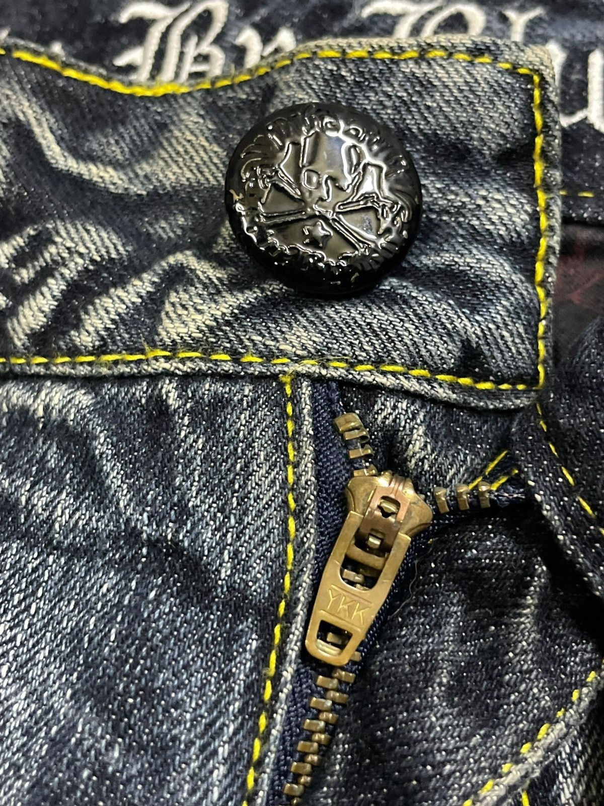 Le Grande Bleu (L.G.B.) Japanese Gothic And Punk Style Rusty Mud Wash Skull Jeans Size US 30 / EU 46 - 14 Thumbnail