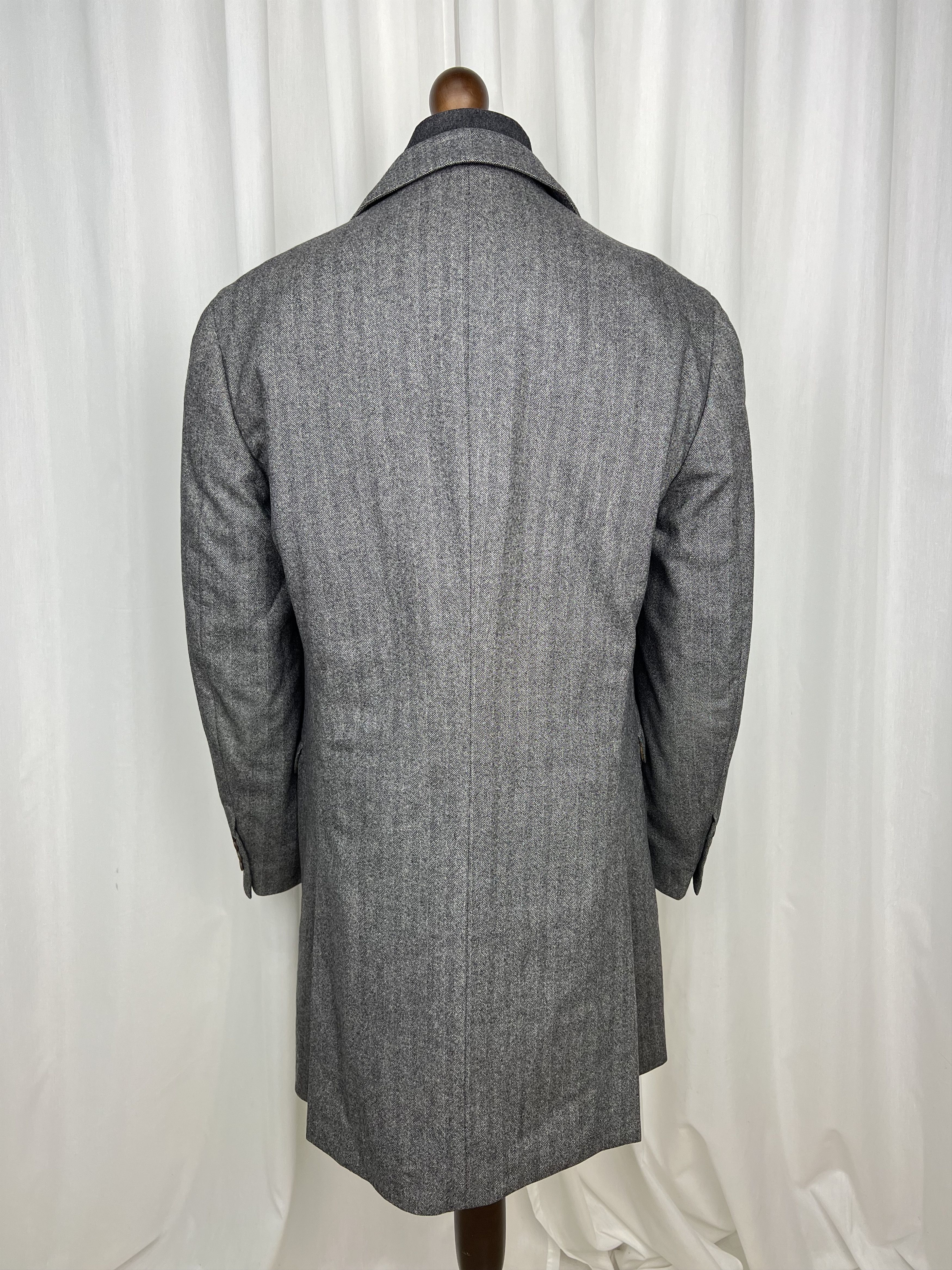 Brunello Cucinelli Single-Breasted Herringbone Wool\Cashmere Overcoat Size US L / EU 52-54 / 3 - 2 Thumbnail