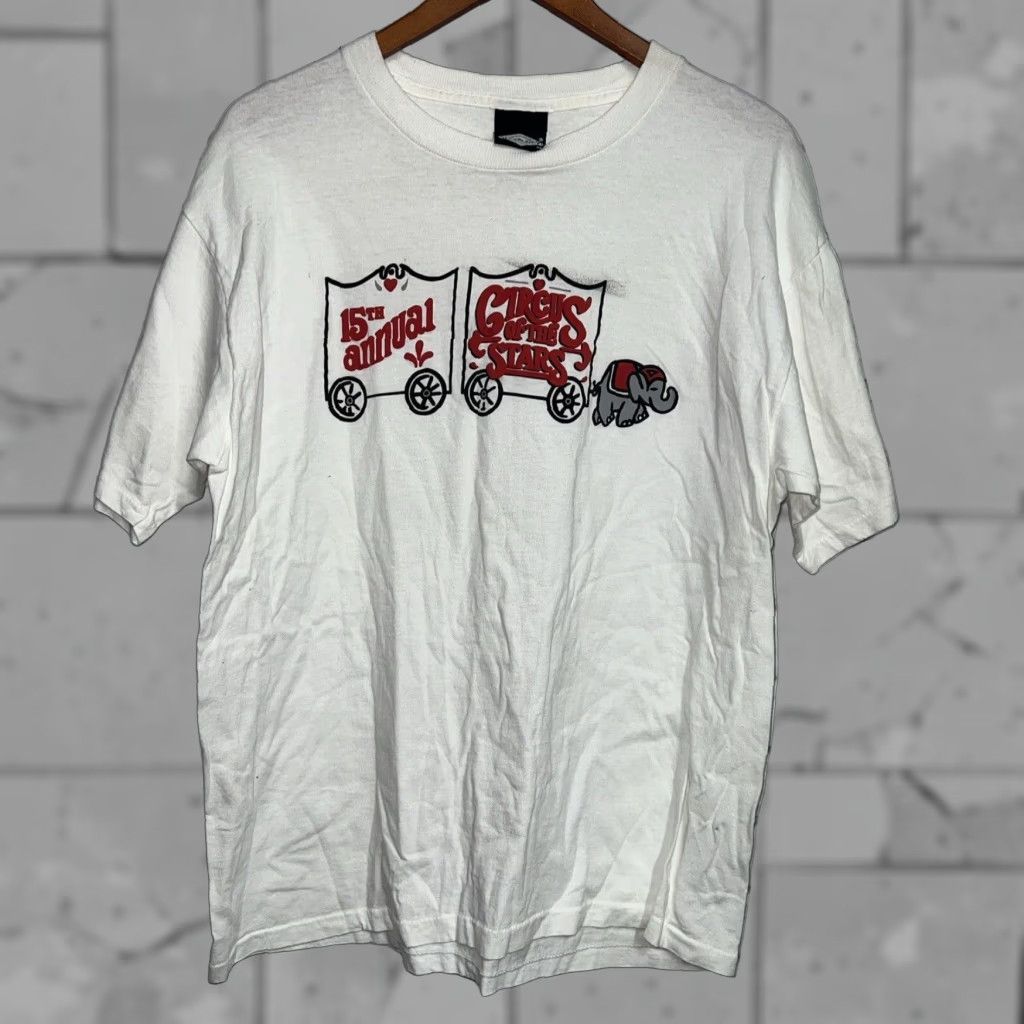 Vintage VINTAGE Single Stitch Weekends Circus Of The Stars T-Shirt Adult XL White Mens Size US XL / EU 56 / 4 - 1 Thumbnail
