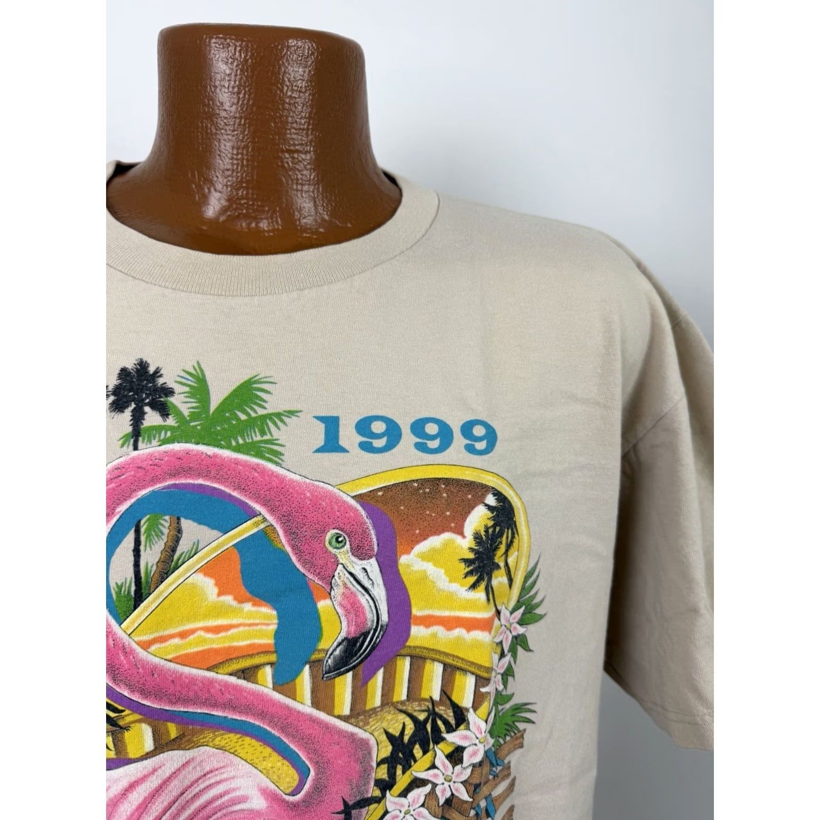 Anvil VINTAGE Art Shirt Mens XL 90s Flamingo T-shirt Melbourne Australia Beach Tee Size US XL / EU 56 / 4 - 3 Thumbnail