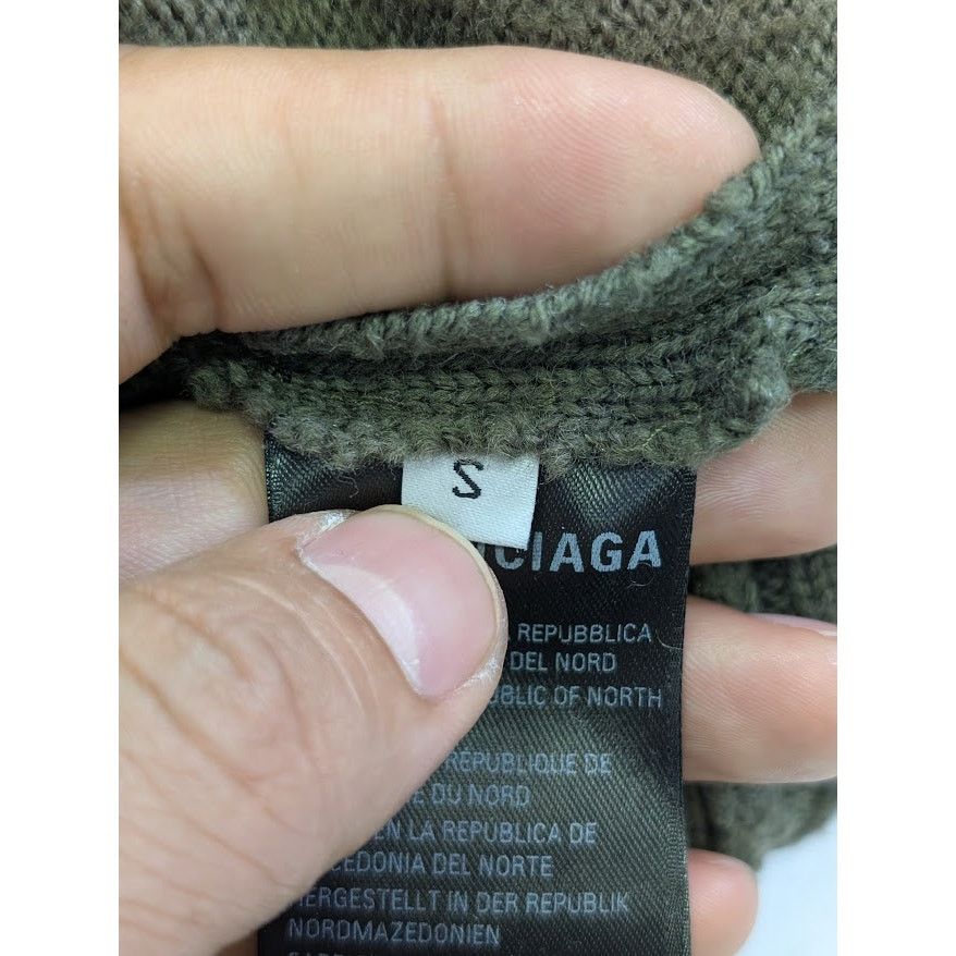 Balenciaga o1rshd1 Wool Uncycled Socks Jumper Knitwear in Khaki Size US S / EU 44-46 / 1 - 16 Thumbnail