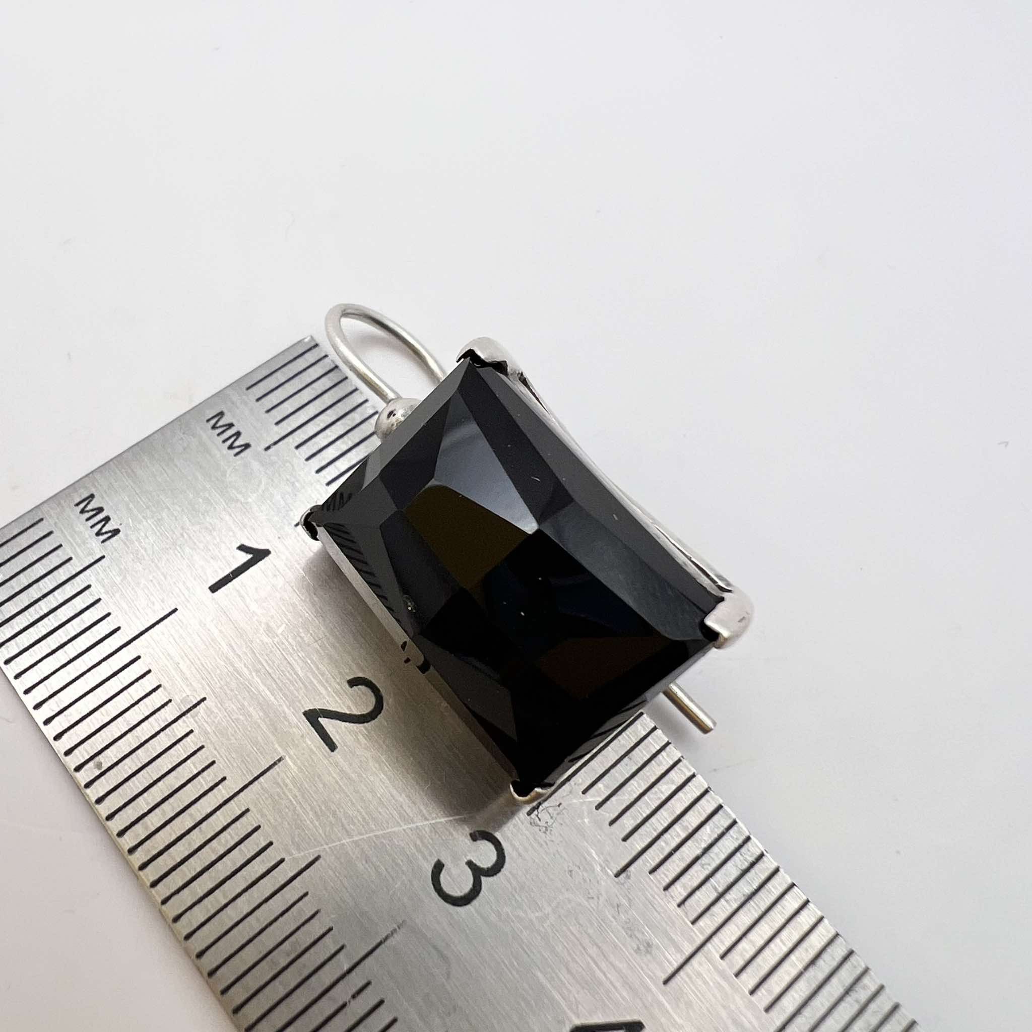 Vintage Sterling Silver 925 Vintage Stud Earrings Black Agate Stone Size ONE SIZE - 8 Thumbnail