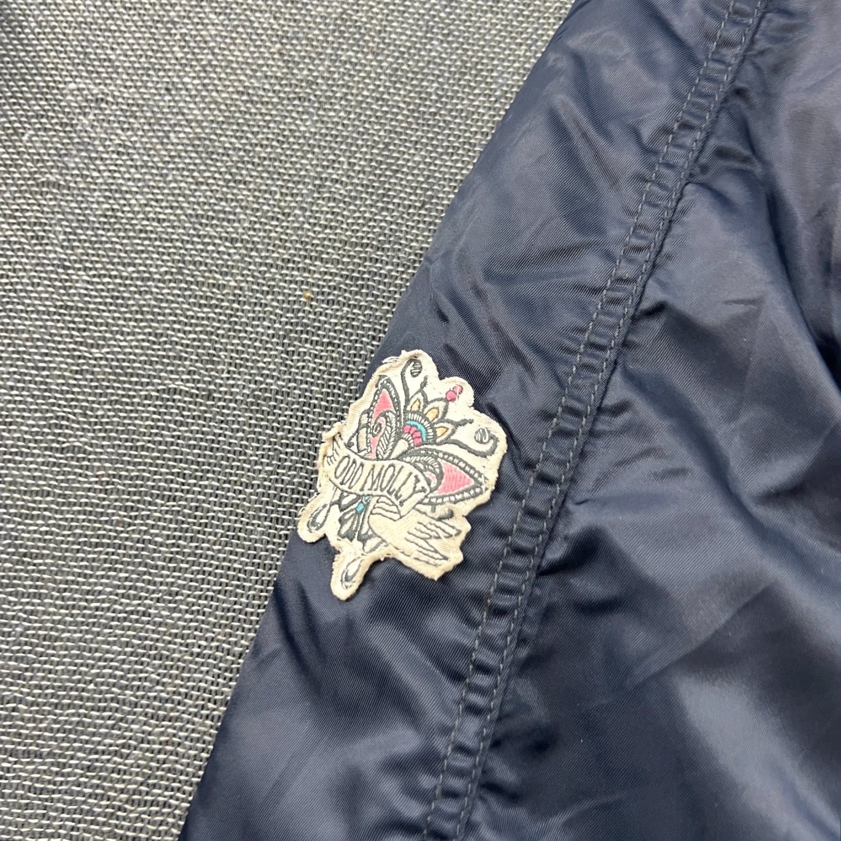 Vintage VINTAGE Odd Molly Womens Bomber Jacket Size 2 Patchwork Embroidered Blue Full Zip Navy Size XS / US 0-2 / IT 36-38 - 3 Thumbnail