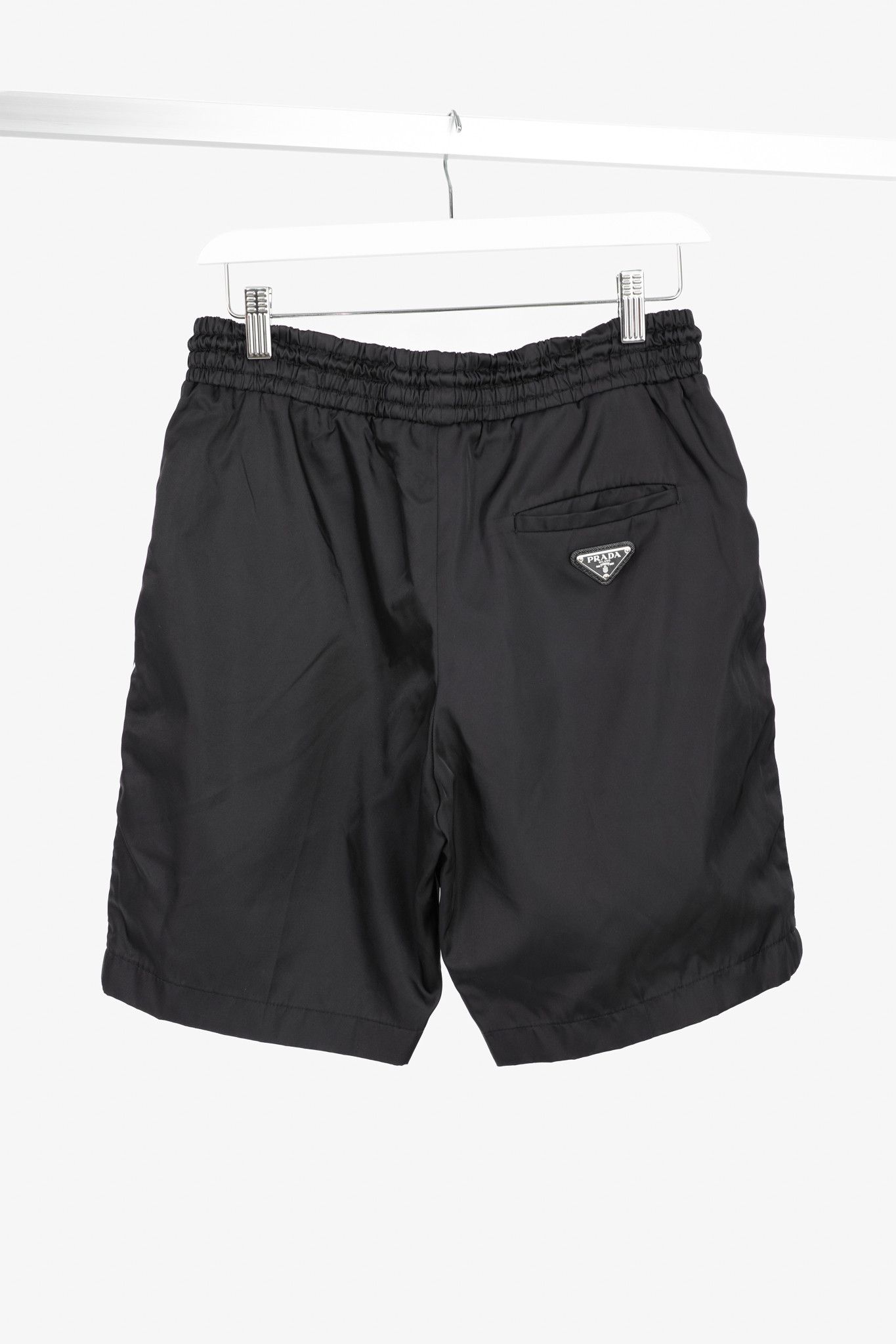 Prada Prada Black Nylon Side-Stripe Logo Drawstring Shorts Size 27" / US 4 / IT 40 - 2 Thumbnail