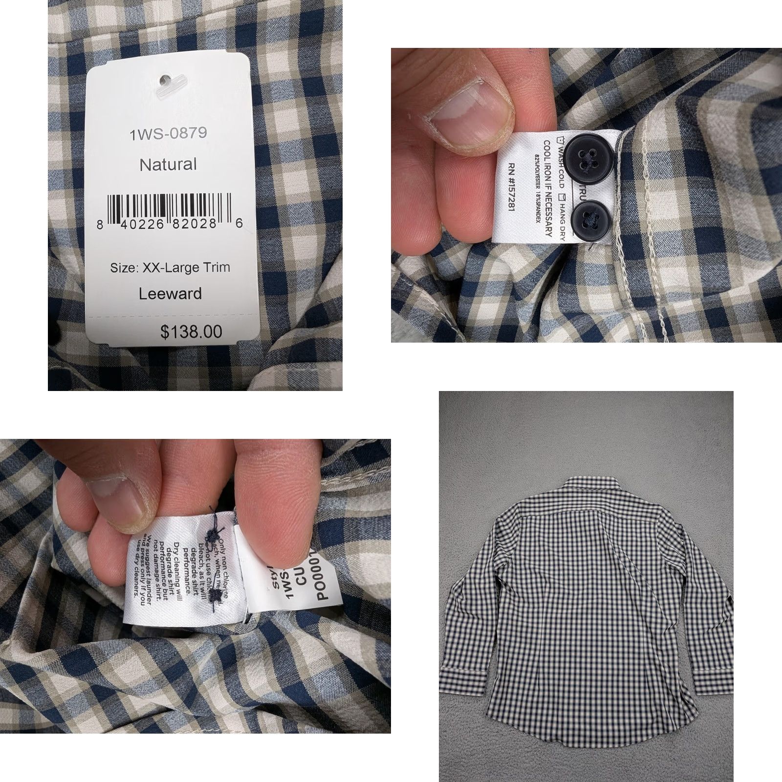 Mizzen+Main Mizzen+Main Leeward Shirt Mens 2XL Trim Fit Blue Plaid Dress Shirt Size 48R - 8 Thumbnail
