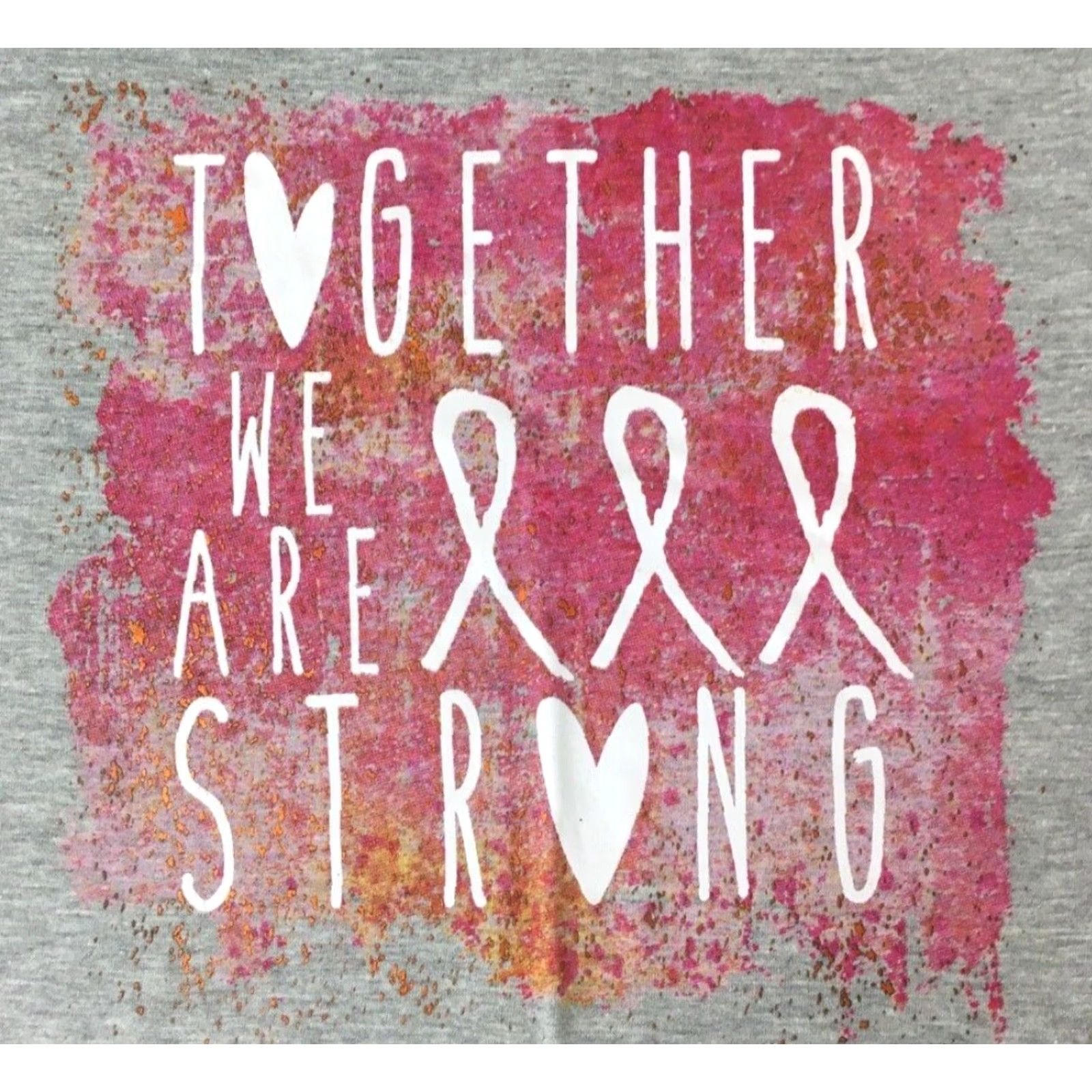 Vintage Live Breathe Fight Shirt Womens M Gray Heathered Together We Are Strong Graphic Crew Neck Short Sleeve Pink Womens Size M / US 6-8 / IT 42-44 - 2 Thumbnail