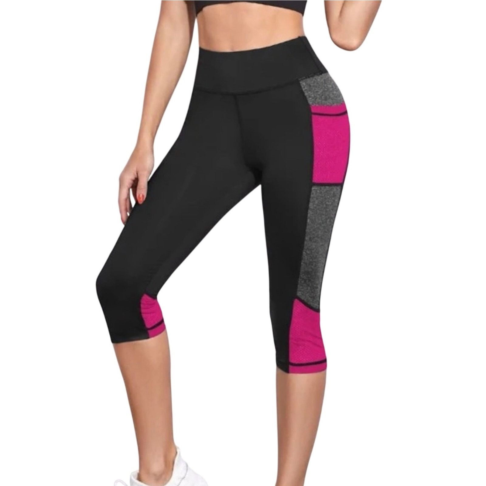 Shein Colorblock Knee Length Leggings with Side Pocket, Size L Size 34" / US 12 / IT 48 - 1 Thumbnail