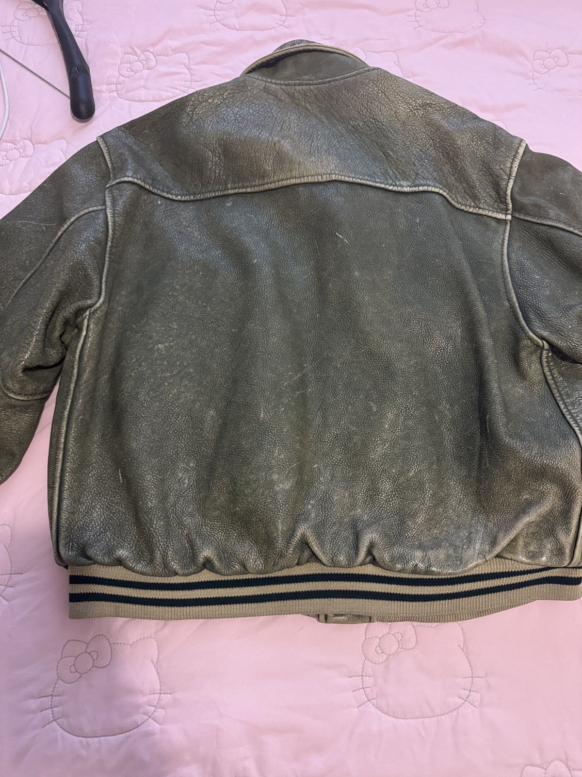 NFL Vintage Redskins Paris Green Leather Varsity Baseball Jacket Size US XL / EU 56 / 4 - 8 Thumbnail
