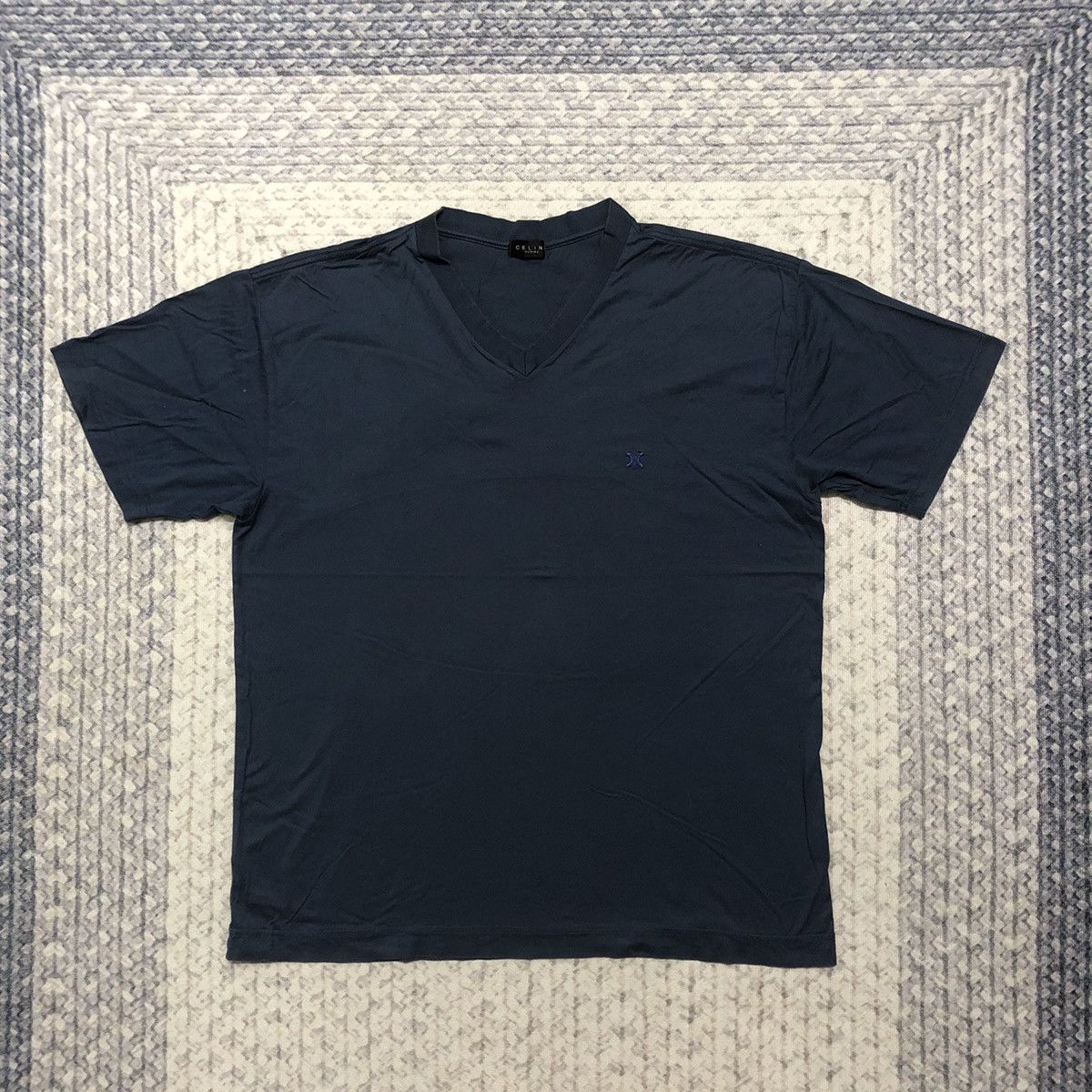 Celine Rare Distressed Vintage Celine Small Logo V-Neck Tees Size US L / EU 52-54 / 3 - 1 Thumbnail