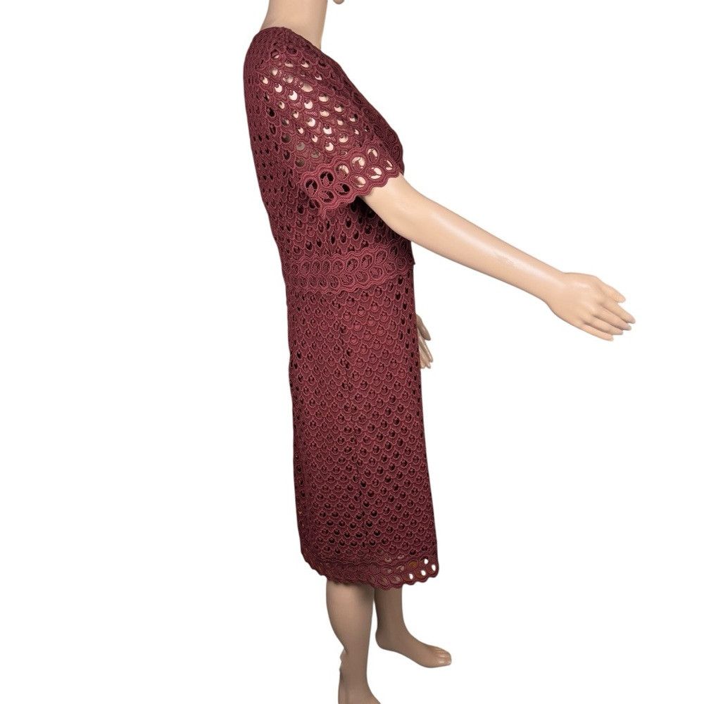Ann Taylor NWT New Ann Taylor Tulip Lace Cotton Burgundy Dress Size 10 Size L / US 10 / IT 46 - 4 Thumbnail
