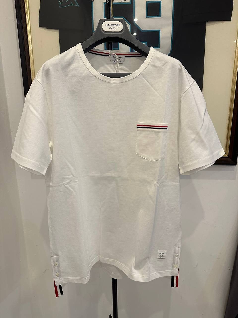 image of Thom Browne Pocket Tee in White, Men's (Size XL)