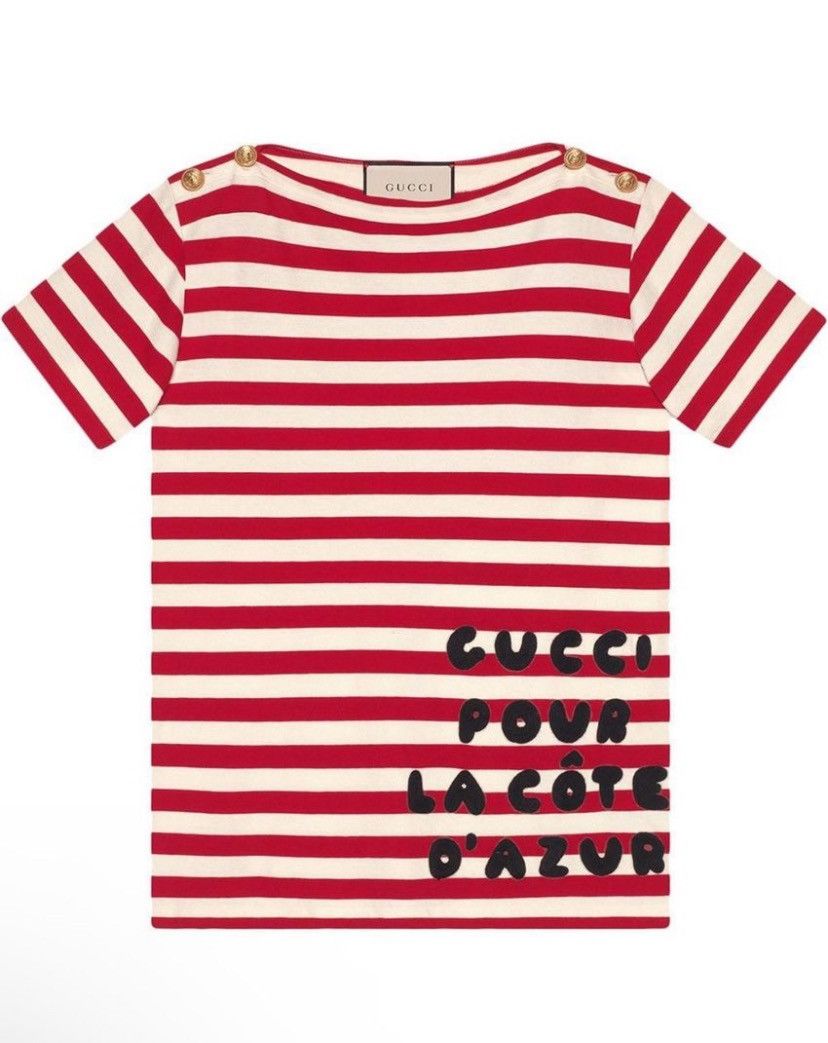 Gucci Gucci Striped Patch T-Shirt Red/White Size XS / US 0-2 / IT 36-38 - 1 Thumbnail