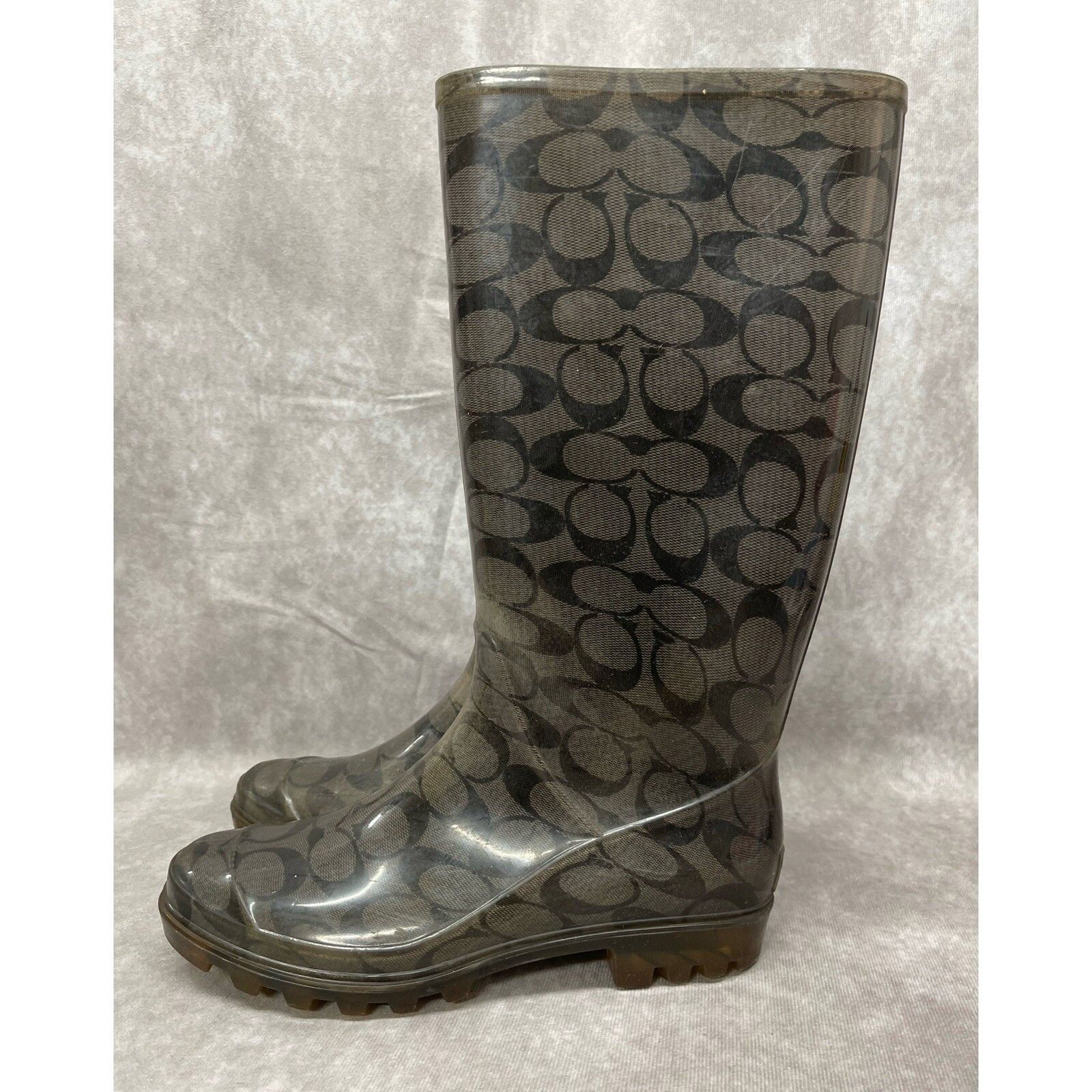 Coach Coach Pixie Signature Rubber Rain Boots Size 7 Black Gray Size US 7 / IT 37 - 1 Thumbnail